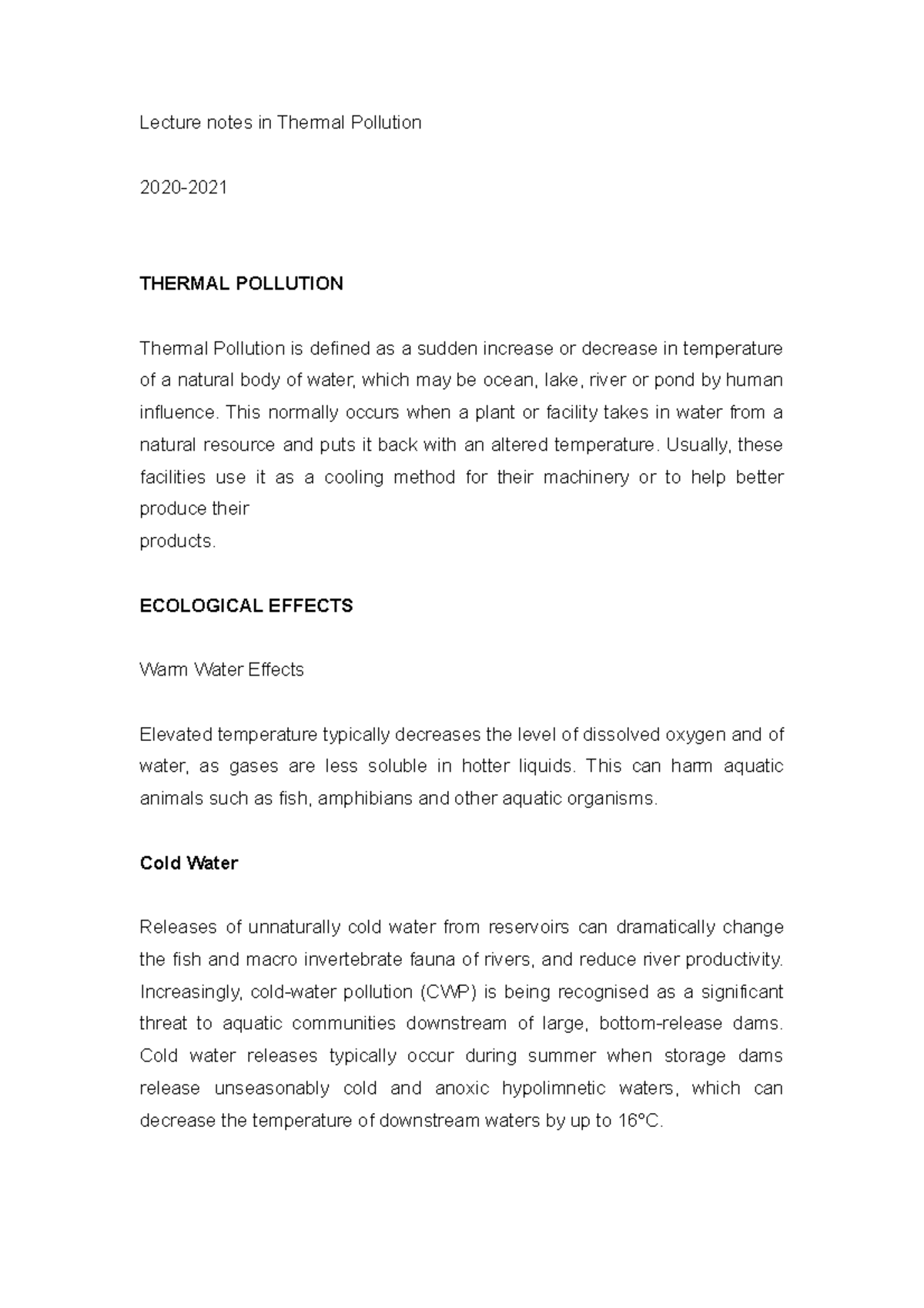 lecture-notes-in-thermal-pollution-lecture-notes-in-thermal-pollution