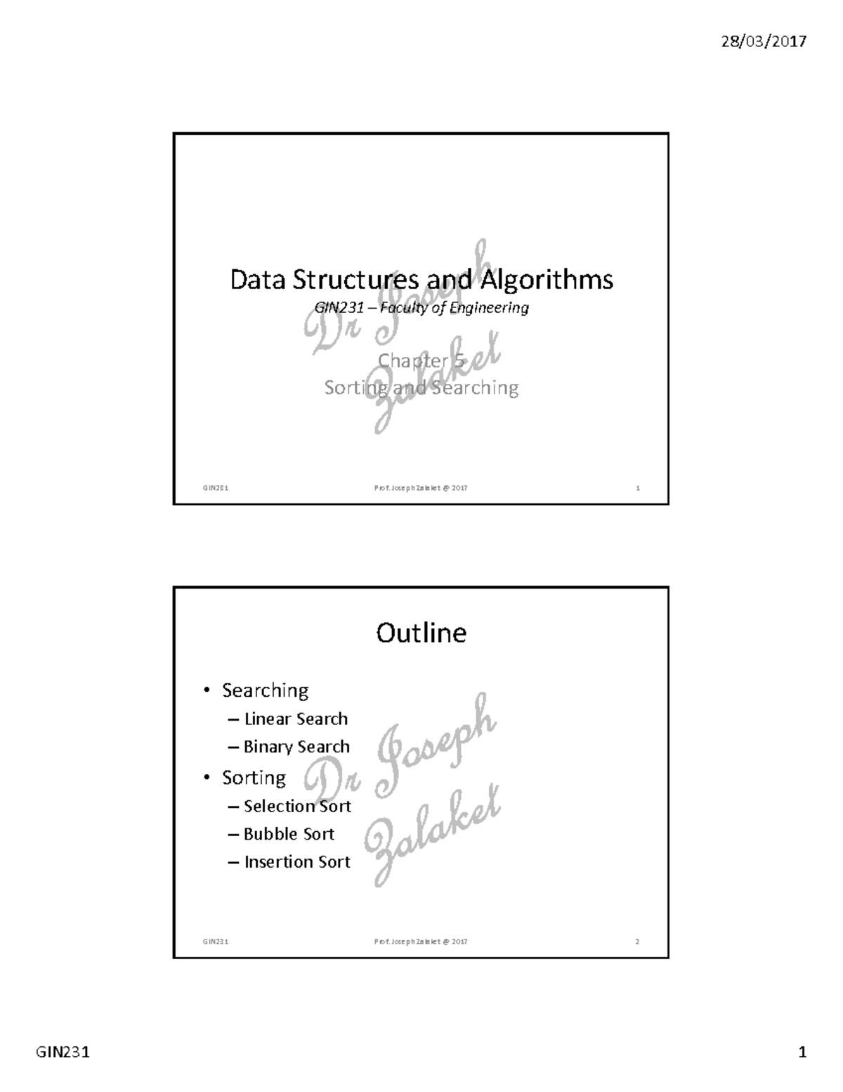 GIN 231 EN chap5 - Lecture notes 2 - Data Structures and Algorithms ...