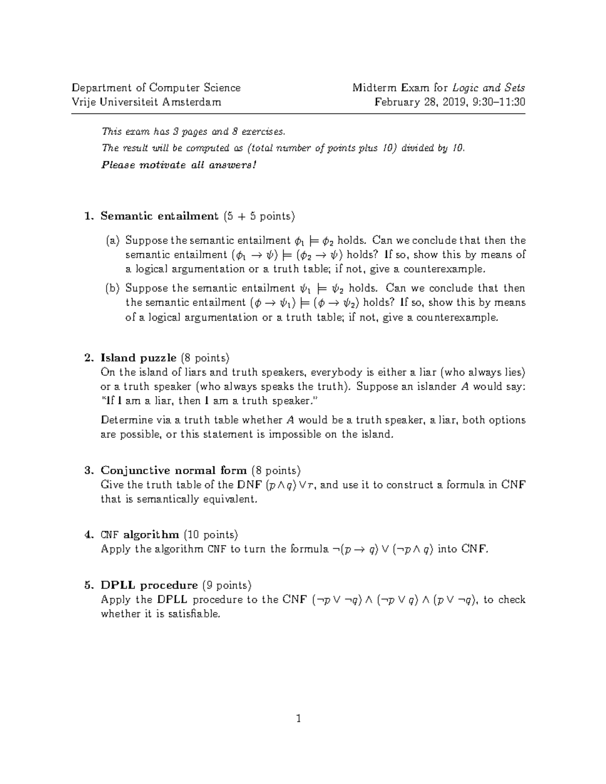 Tentamen 28 Februari 19 Vragen Department Of Computer Science Vrije Universiteit Amsterdam Midterm Exam For Logic And Sets February 28 30 11 30 This Exam Studeersnel Tentamen 28 Februari 19 Vragen Department Of Computer Science Vrije Universiteit Amsterdam Midterm Exam For Logic And Sets February 28 30 11 30 This Exam Studeersnel