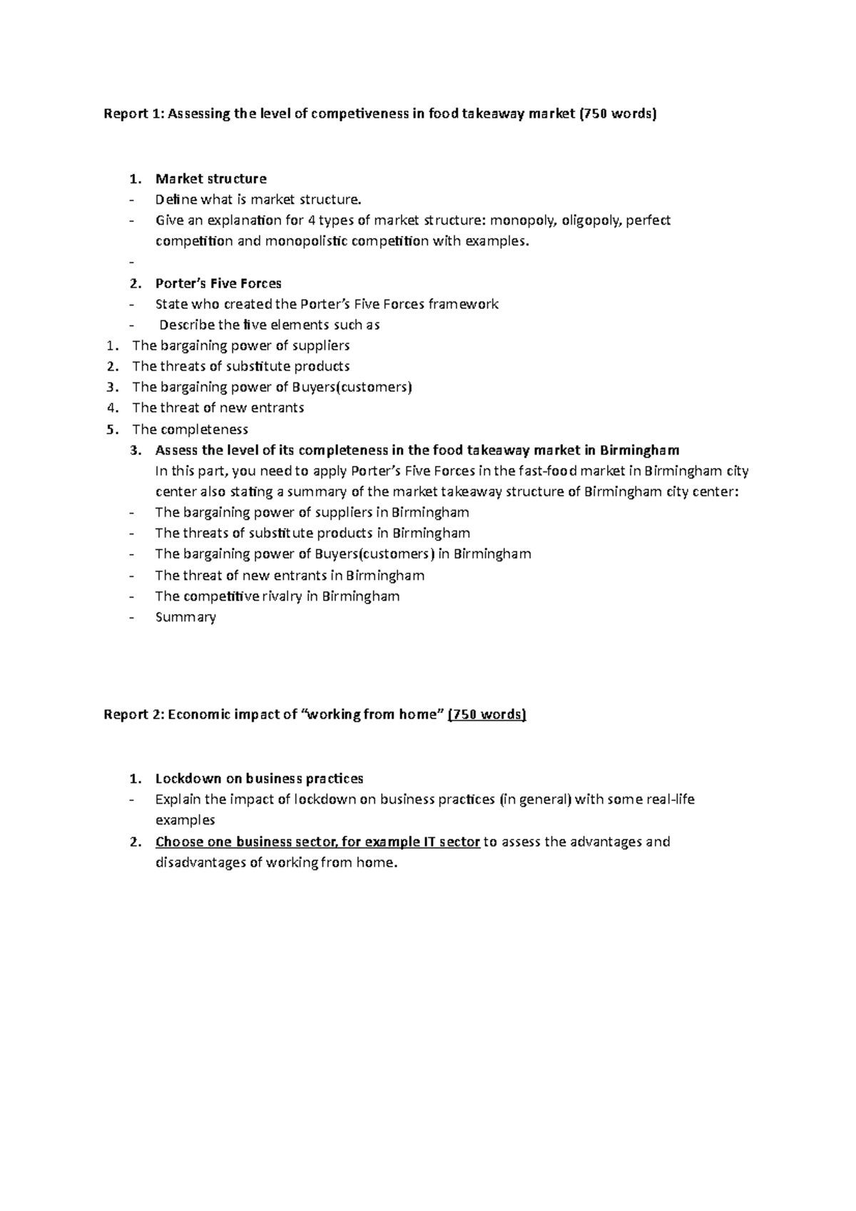 GBE CW2 Template for resits - Report 1: Assessing the level of ...