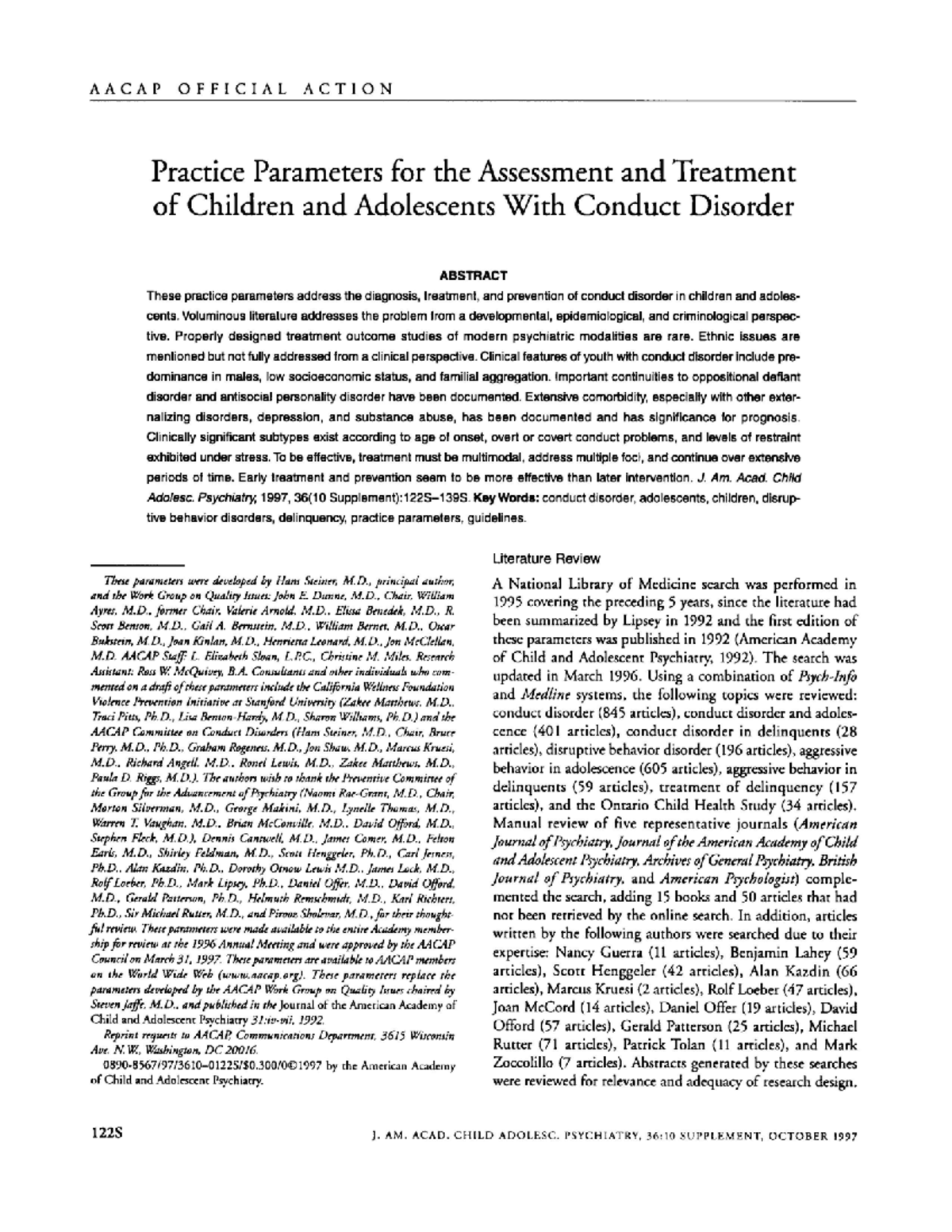 Practice Parameters for the Assessment and Treatment - AACAP OFFICIAL ...