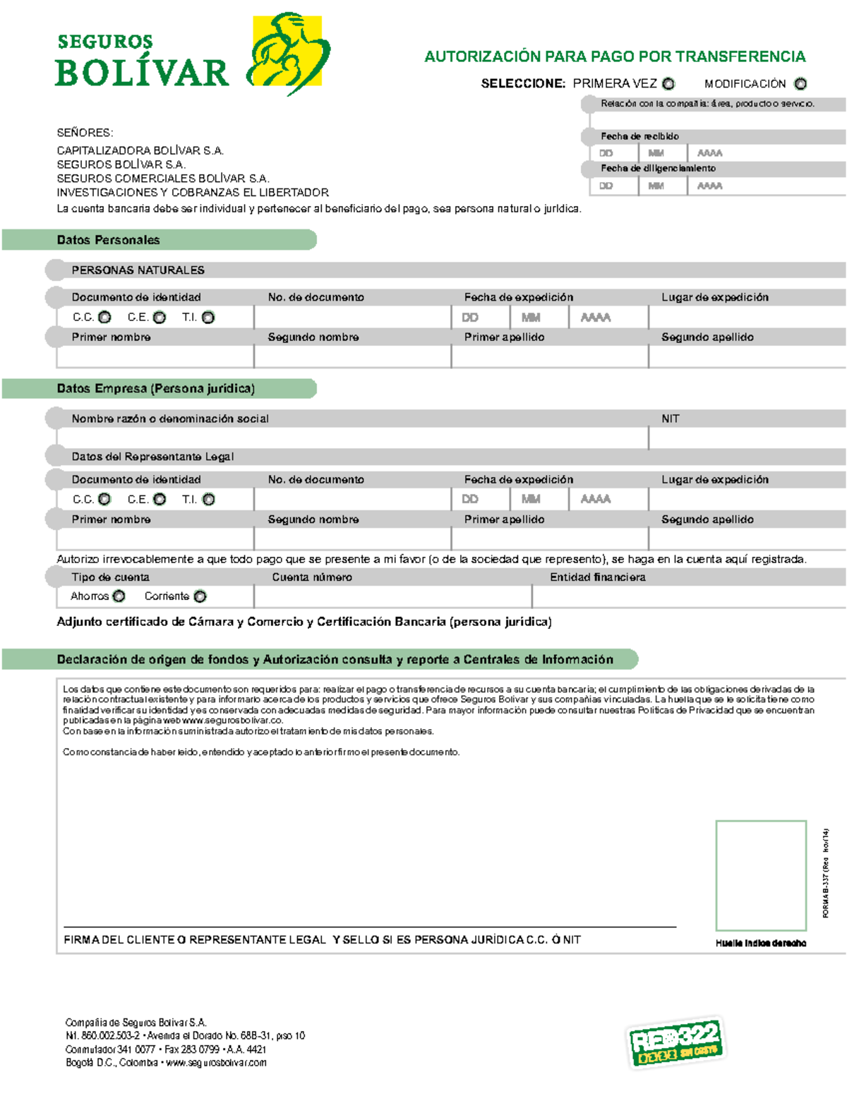 Autorización pago por transferencias+(B 337) - AUTORIZACIÓN PARA PAGO ...