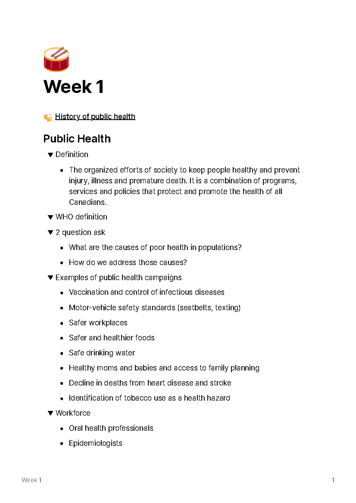 Week 1 - Introduction to Public Health and relation definitions - 🥁 ...
