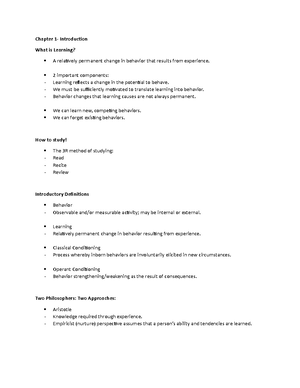 Psych Of Learning Exam 4 Study Guide - Exam 4 Psychology Of Learning ...