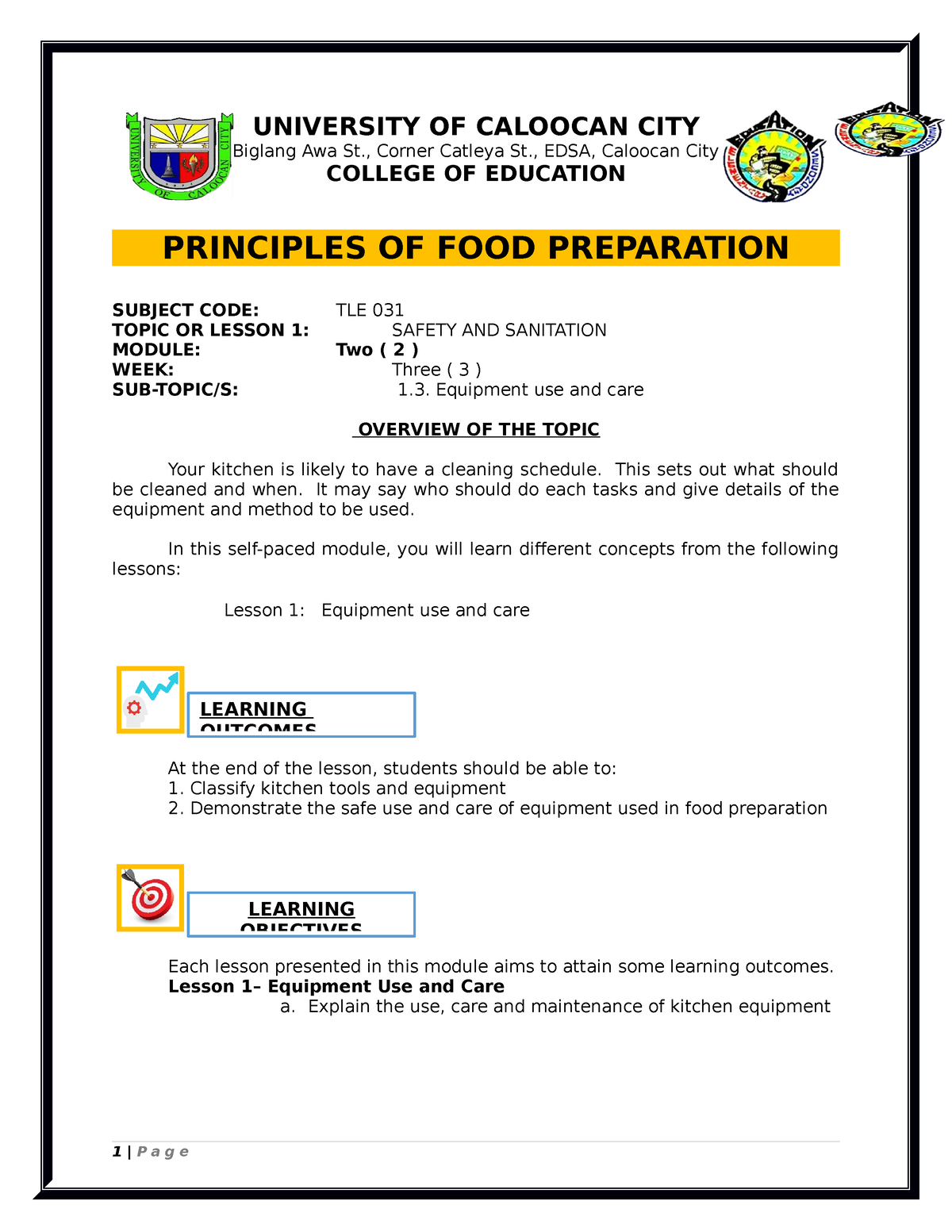 TLE-031-Module 2 PROF S COPY - UNIVERSITY OF CALOOCAN CITY Biglang Awa ...