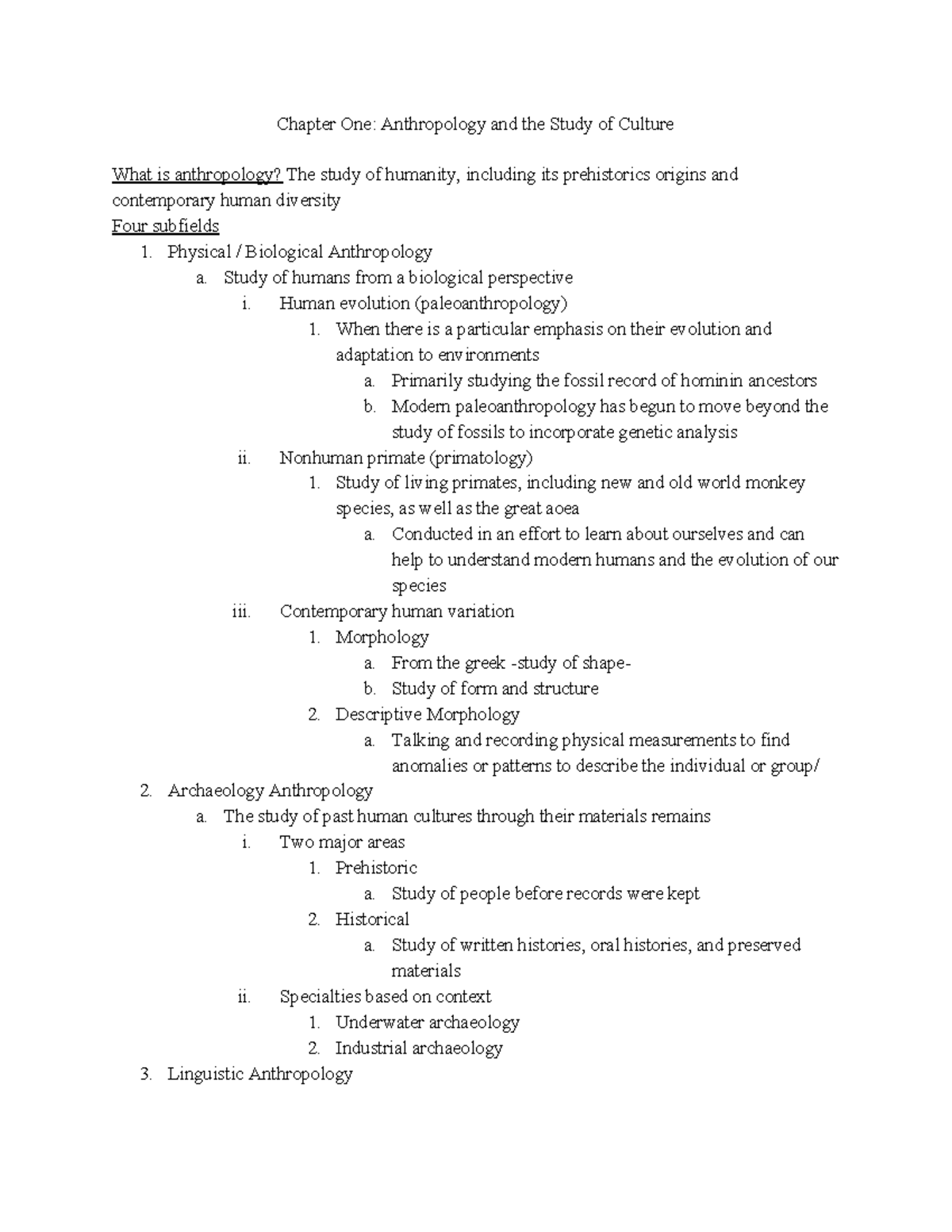 Chapter One Anthropology and the Study of Culture - Physical ...
