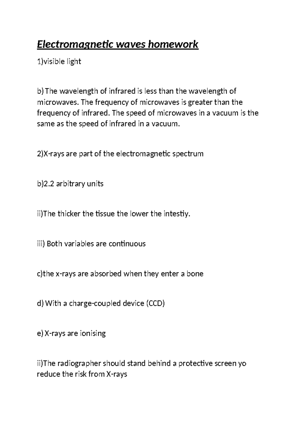 Electromagnetic waves hw - Electromagnetic waves homework 1)visible ...