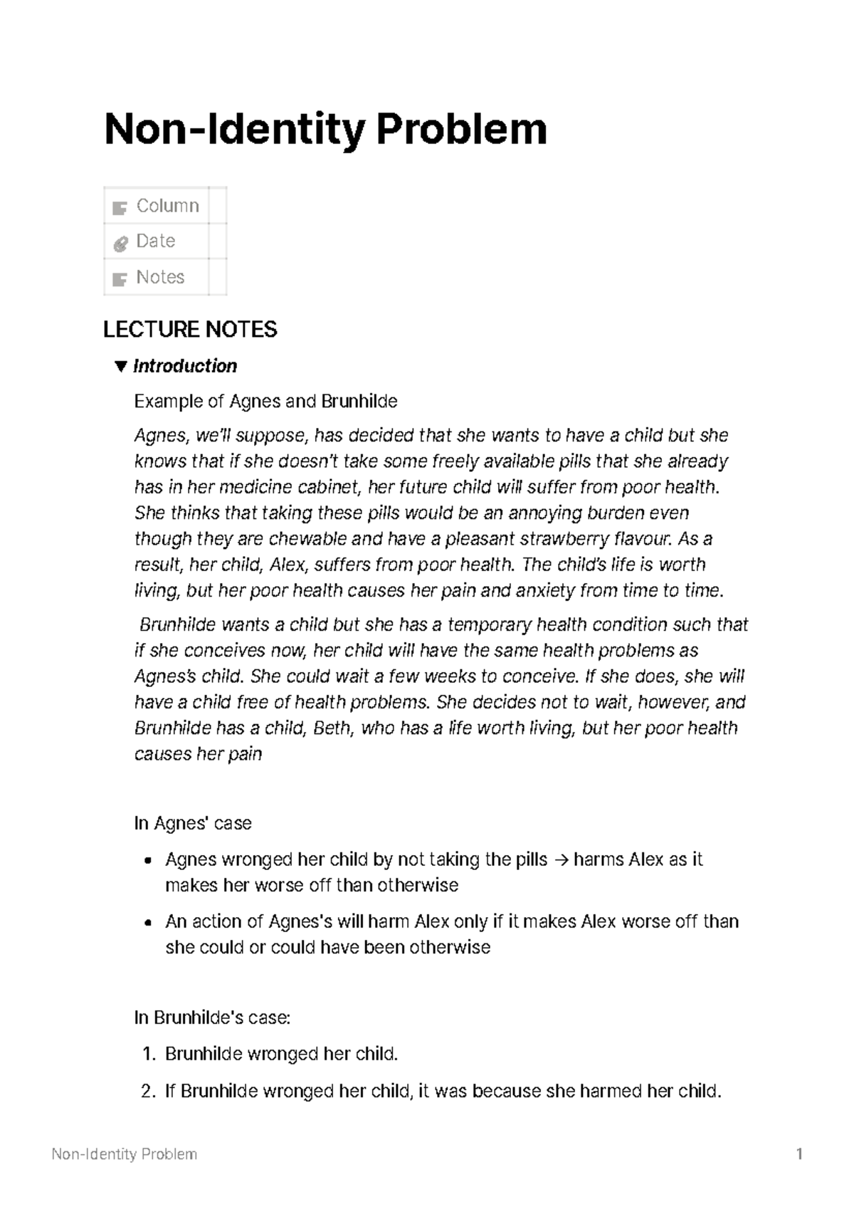 Non-Identity Problem - Non-Identity Problem Column Date Notes LECTURE ...