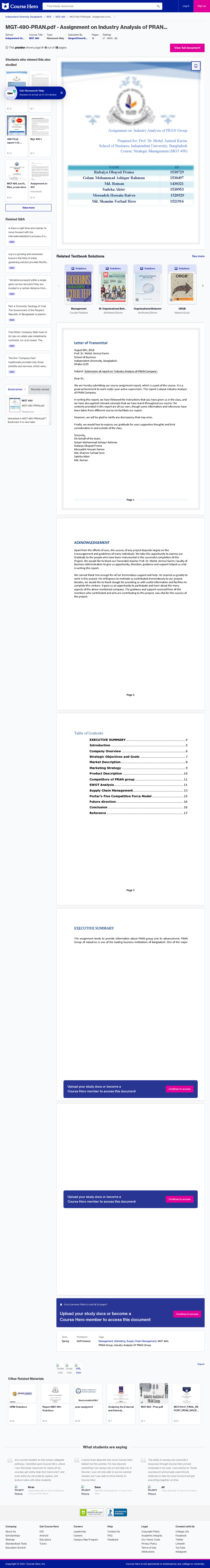 assignment on pran group