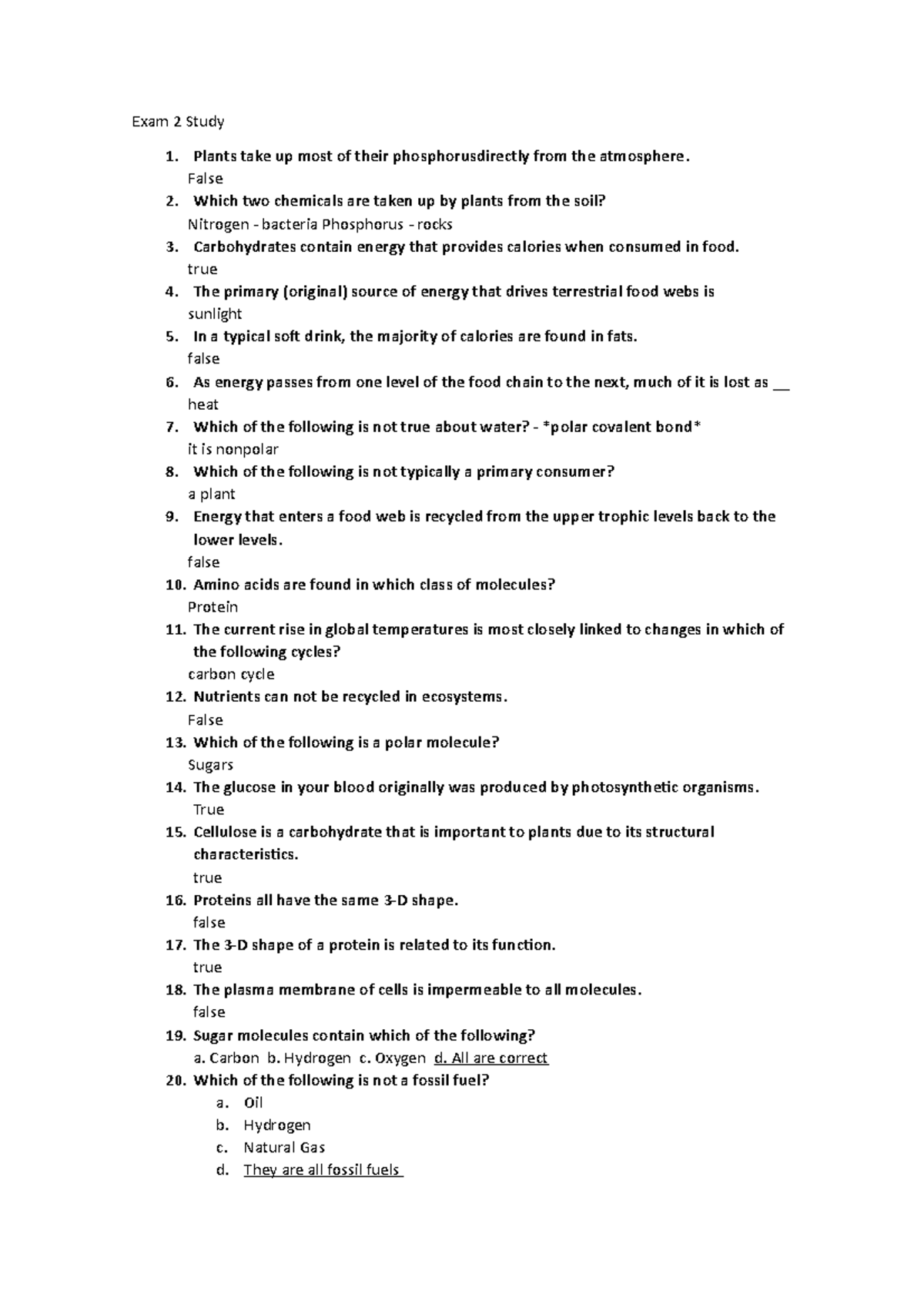 Exam 2 Study - Exam 2 Study Plants take up most of their ...