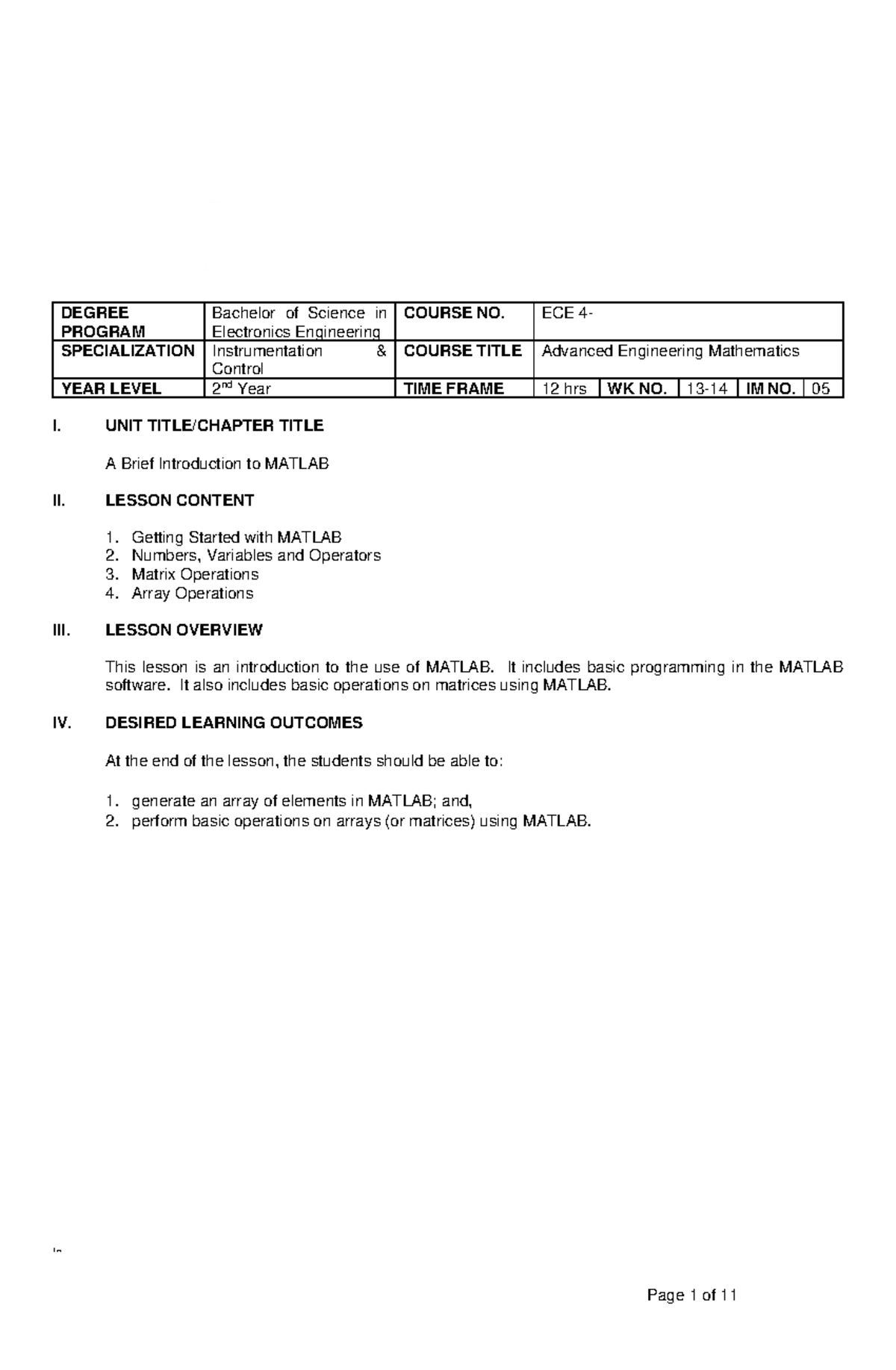 A Brief Introduction to Matlab - NUEVA VIZCAYA STATE UNIVERSITY Bambang ...