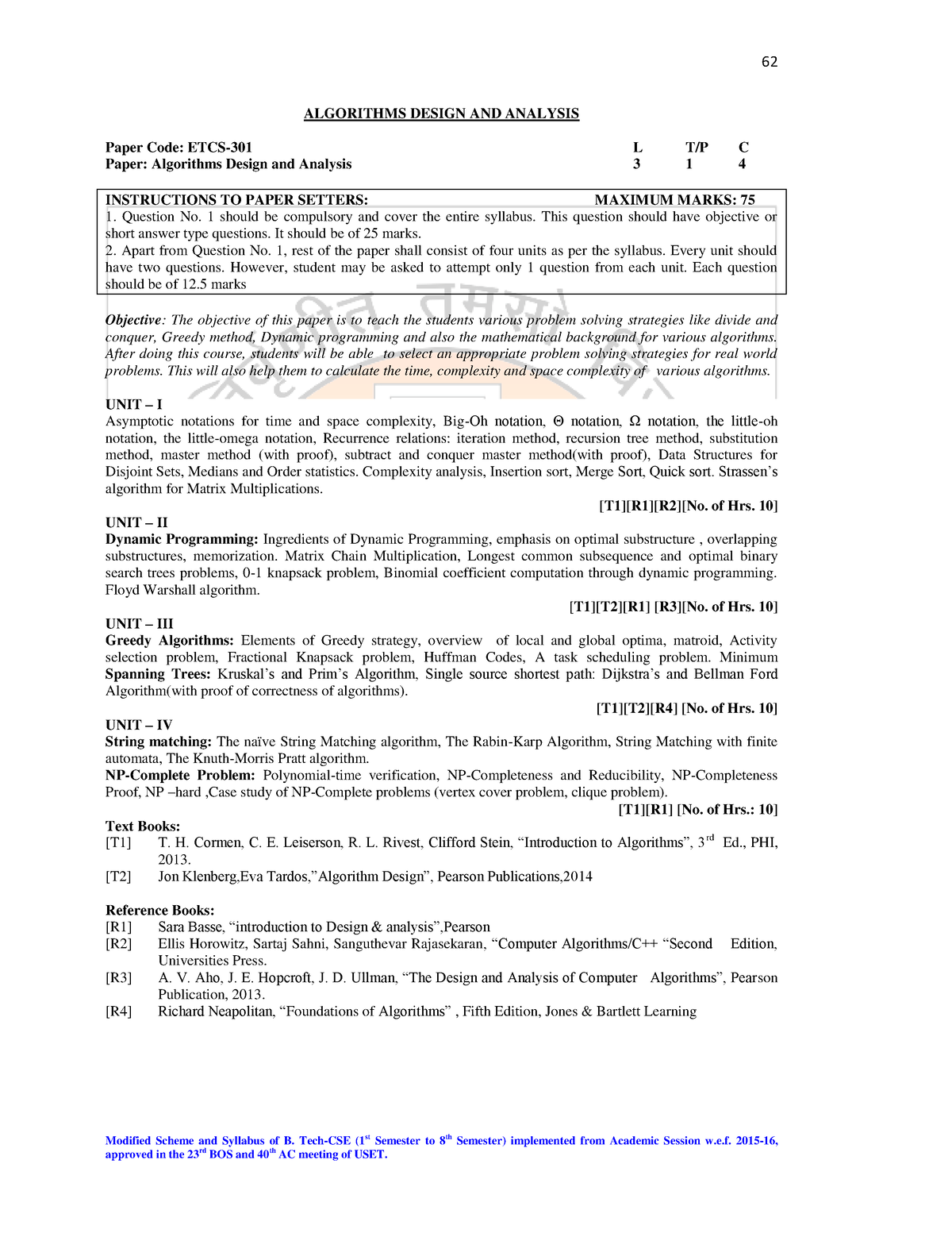 All Subject Syllabus - Modified Scheme And Syllabus Of B. Tech-CSE (1st ...