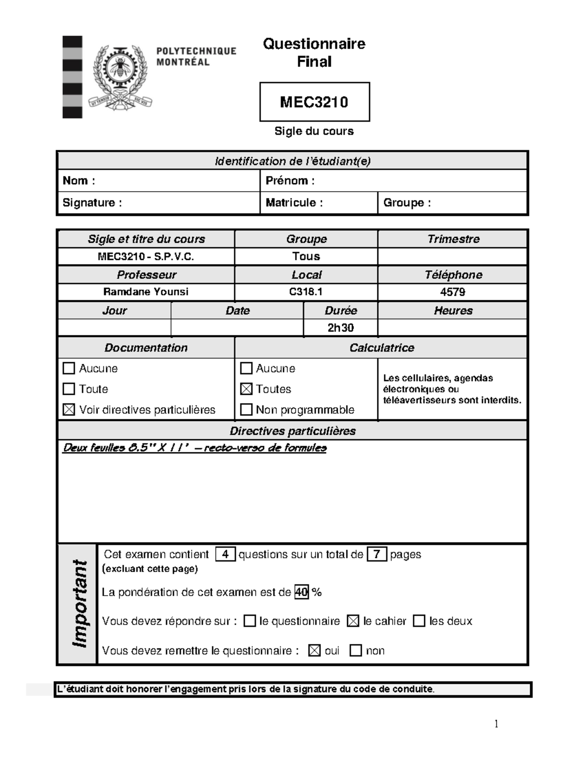 Final Sol A16 MEC8276 - Questionnaire Final MEC Sigle du cours ...