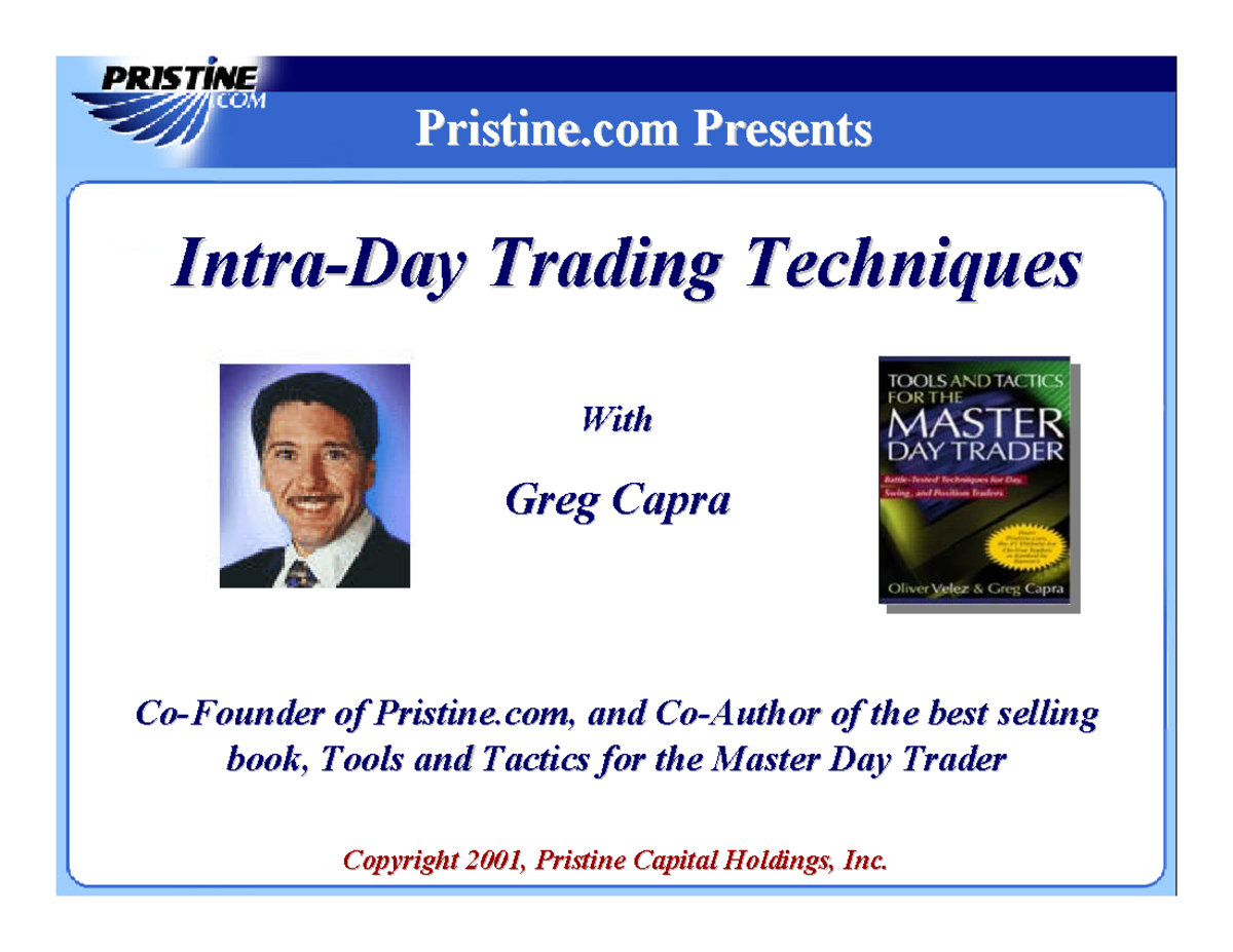 Intraday Trading Techniques - IntraIntra-Day Trading TechniquesDay ...