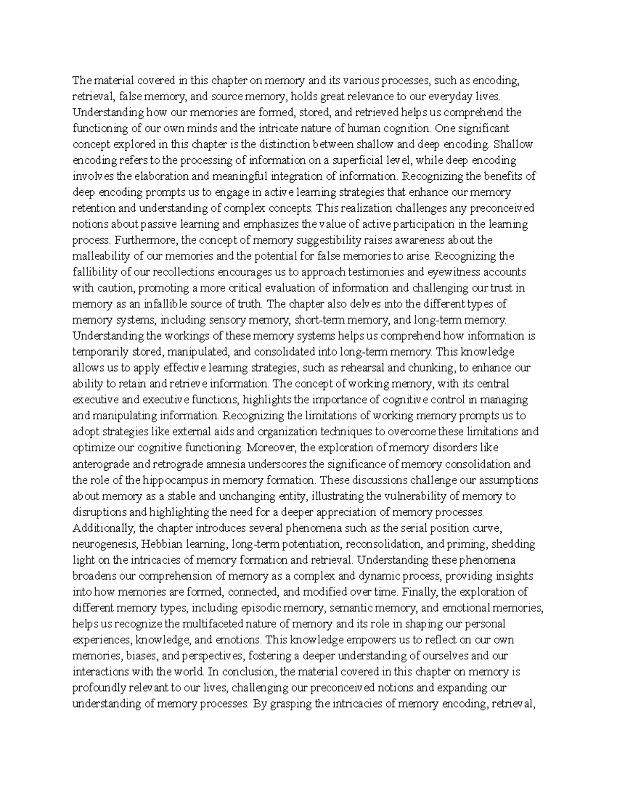Chapter 7 psy Journal - The material covered in this chapter on memory ...