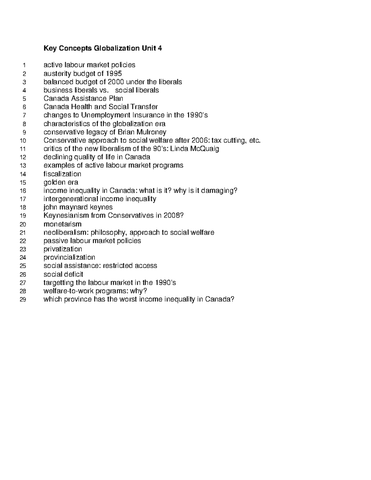 Key concepts unit 4 globalization Key Concepts Globalization Unit 4 1