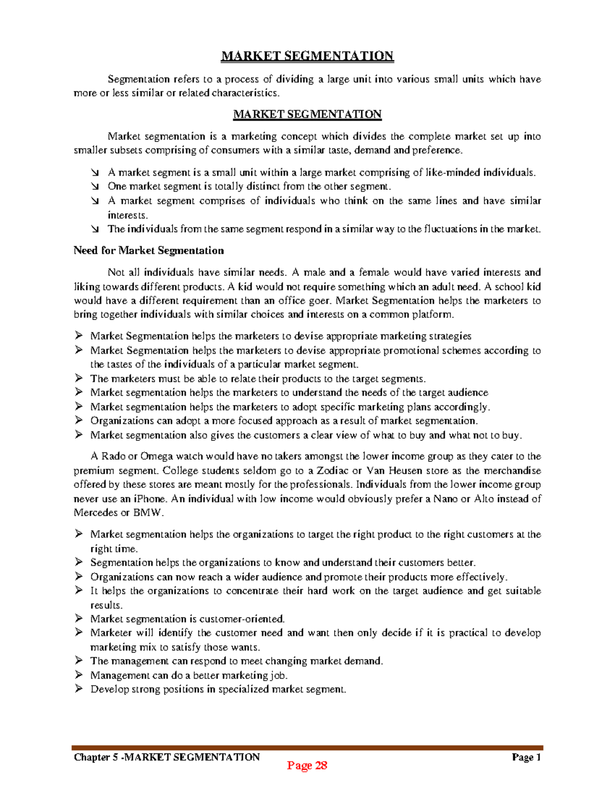 Market Segmentation - It is a lecture note - Chapter 5 -MARKET ...