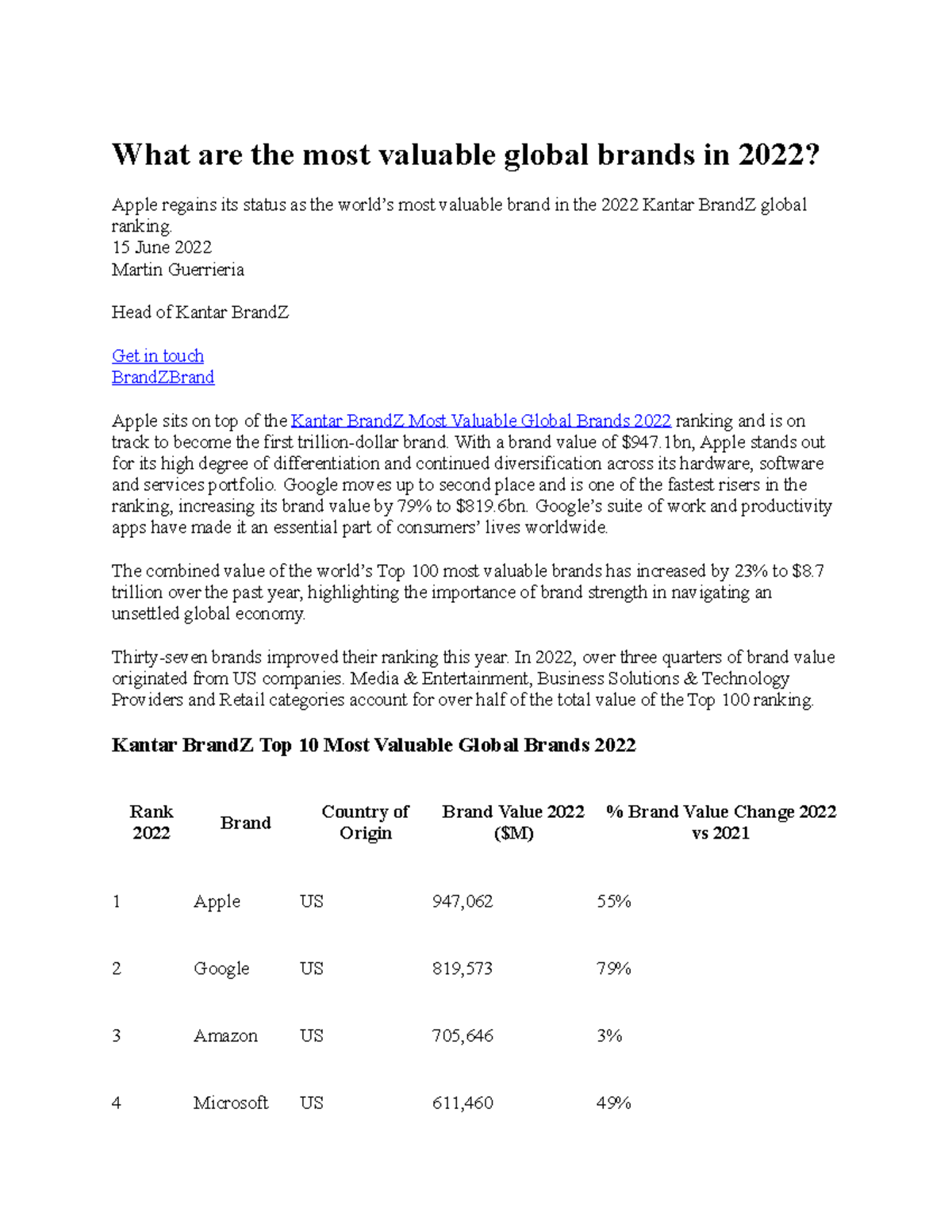 10 - give me a note - What are the most valuable global brands in 2022 ...