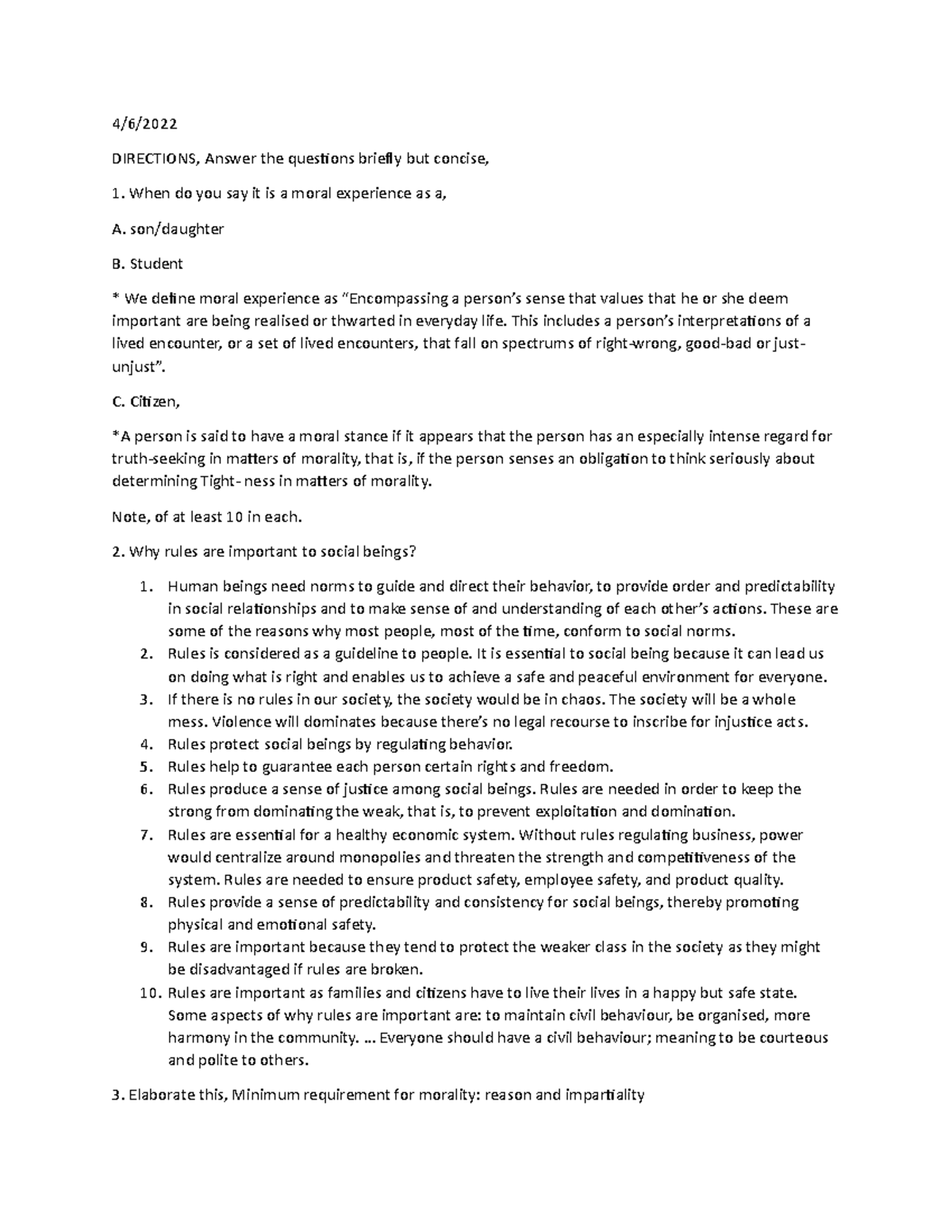 Document (17) - Manuel - 4/6/ DIRECTIONS, Answer the questions briefly ...