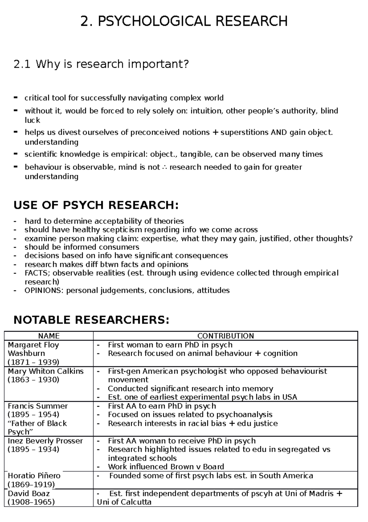 2. Psychological Research - 2. PSYCHOLOGICAL RESEARCH 2 Why is research ...