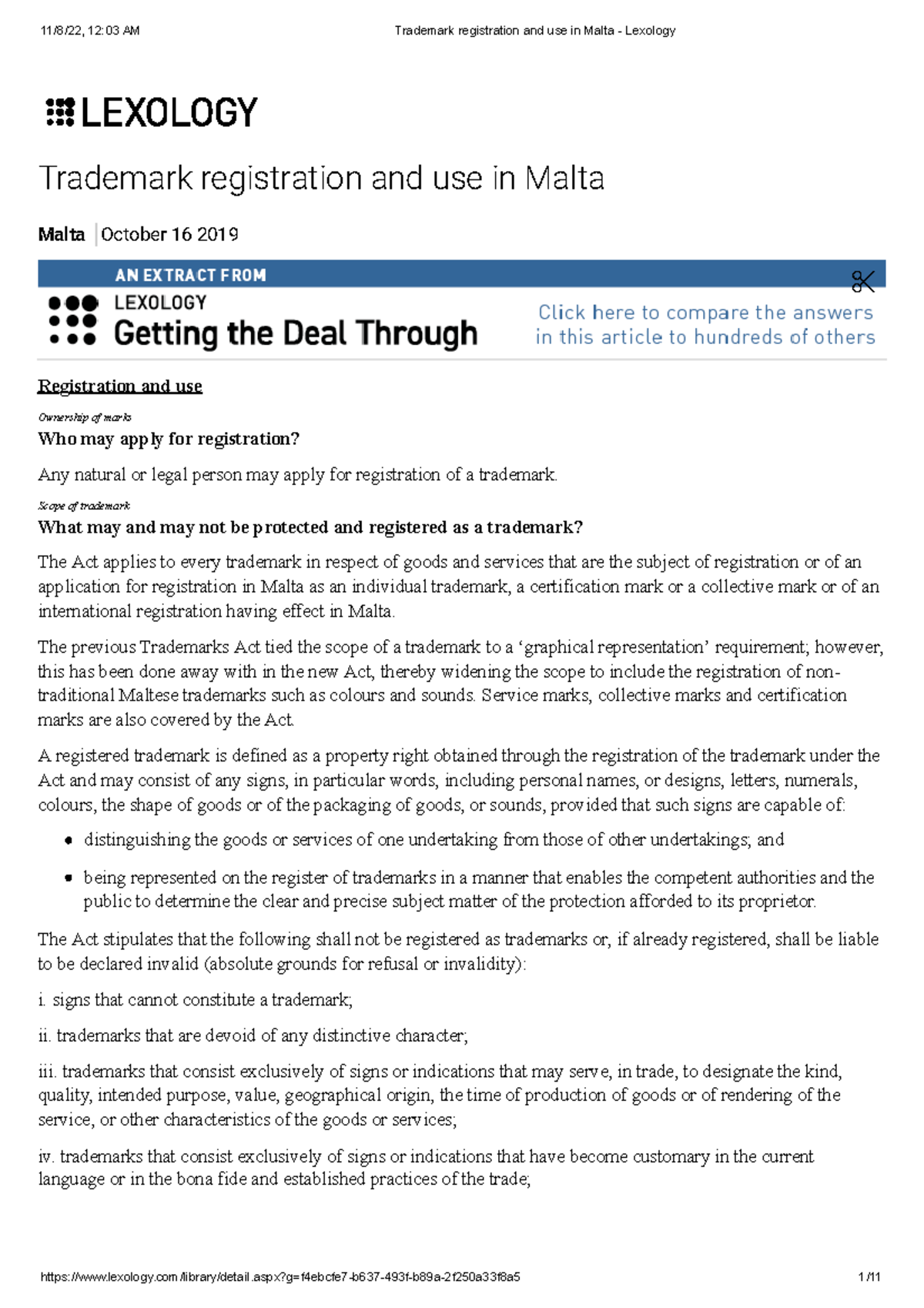 Malta Trademark registration and use in Malta Lexology Malta October 16 2019 Trademark Studocu