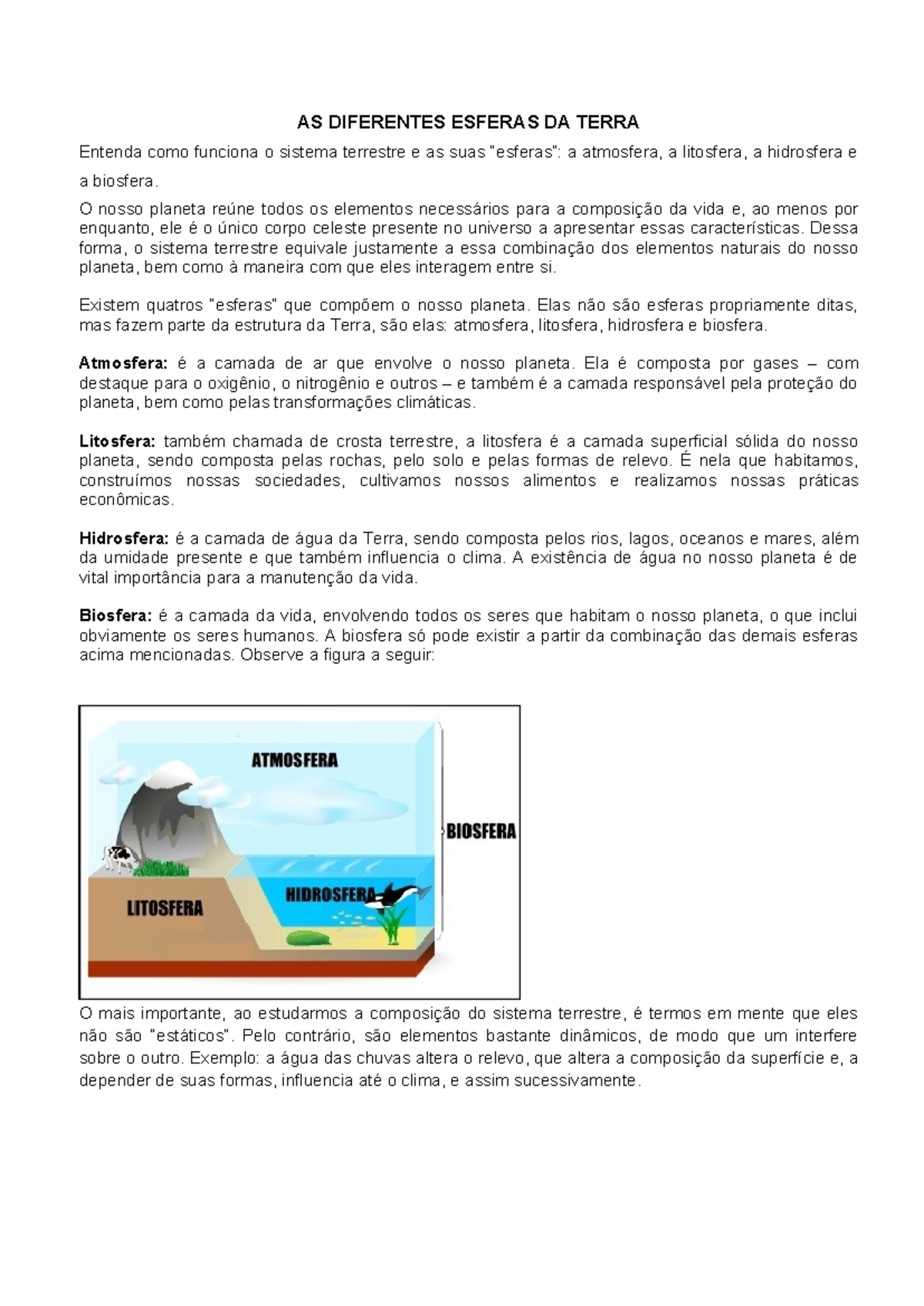 Litosfera Atmosfera E Biosfera 6° Ano 2°bimestre As Diferentes Esferas Da Terra Entenda 1227