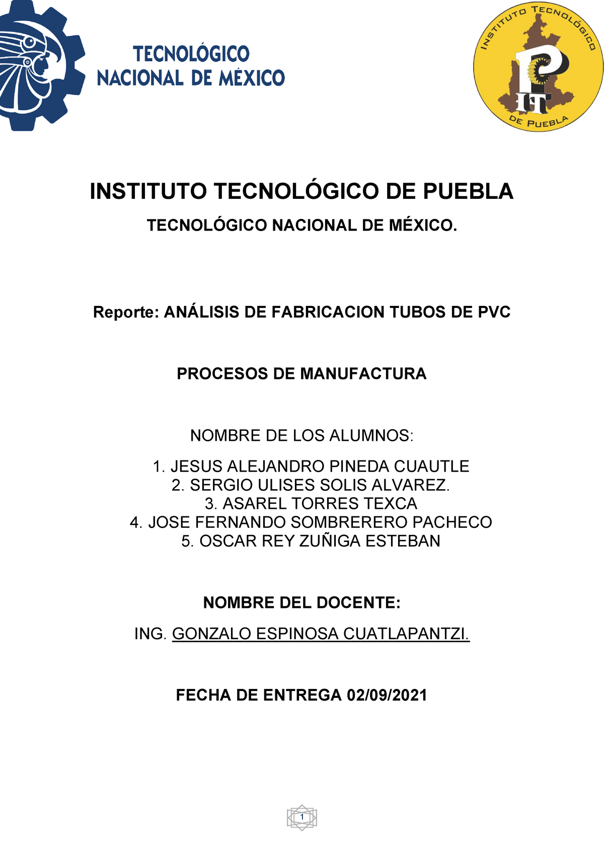 Reporte De Fabricación De Tuberías De Pvc, Descripción De Procesos 