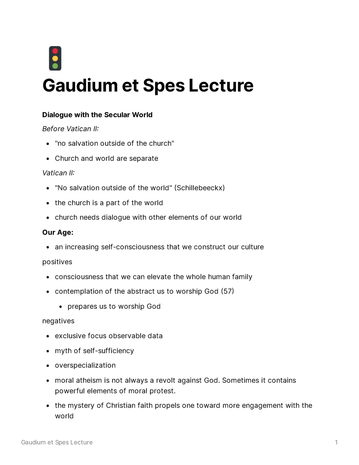 Gaudium et Spes Lecture - Sometimes it contains powerful elements of moral  protest. the mystery of - Studocu