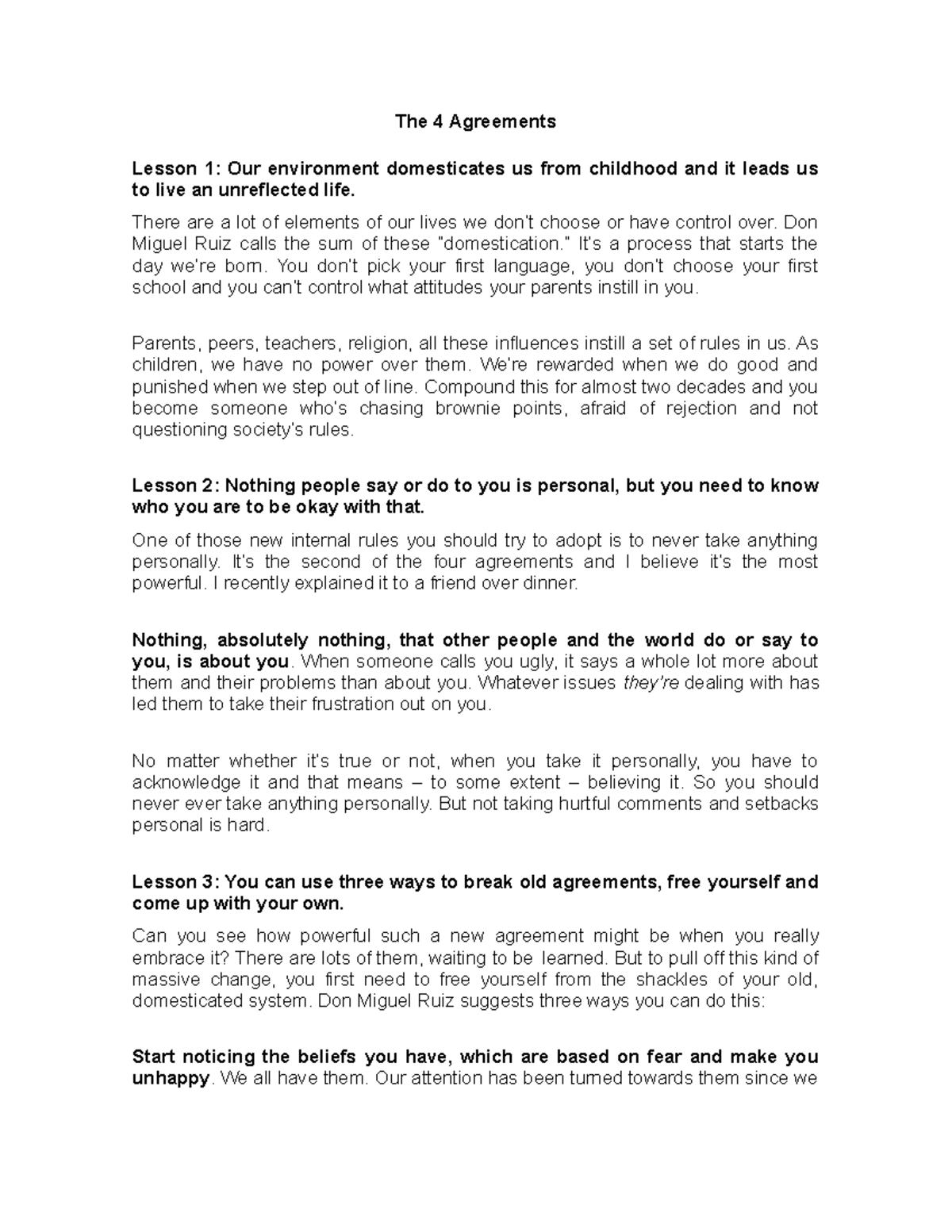 The 4 agreements ensayo libro los 4 acuerdos the 4 agreements