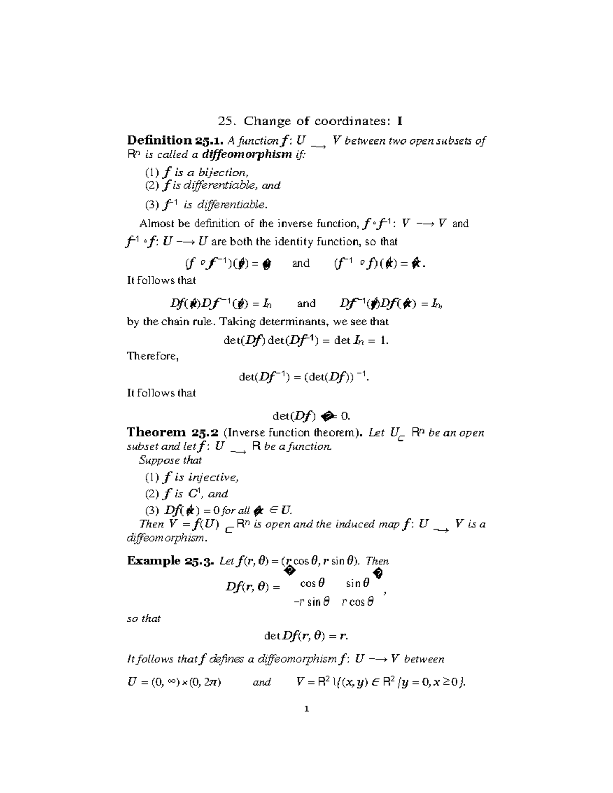 Change of coordinates I - −→ −→ ⊂ ⊂ −→ Change of coordinates: I ...
