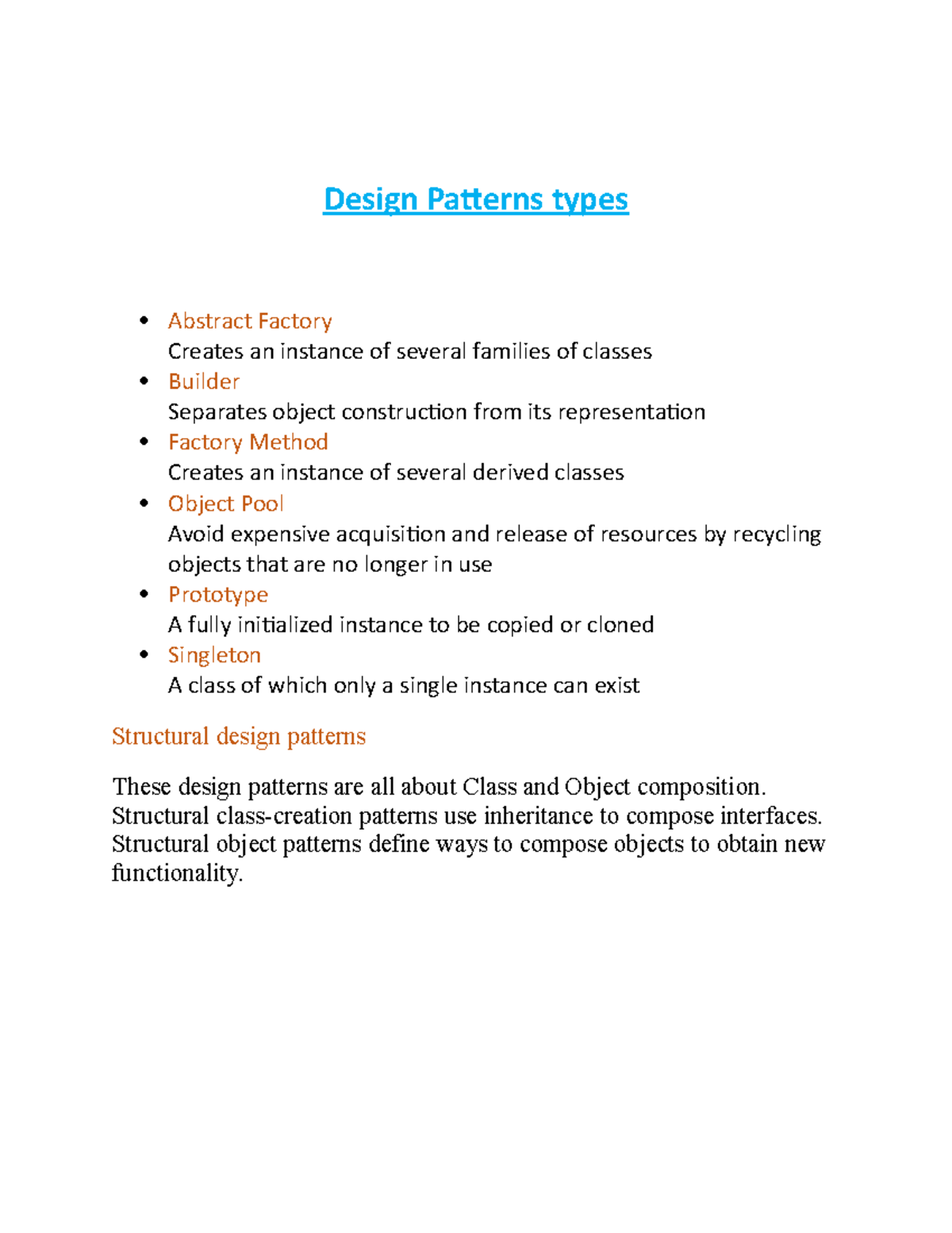 Design Patterns types - Structural class-creation patterns use ...
