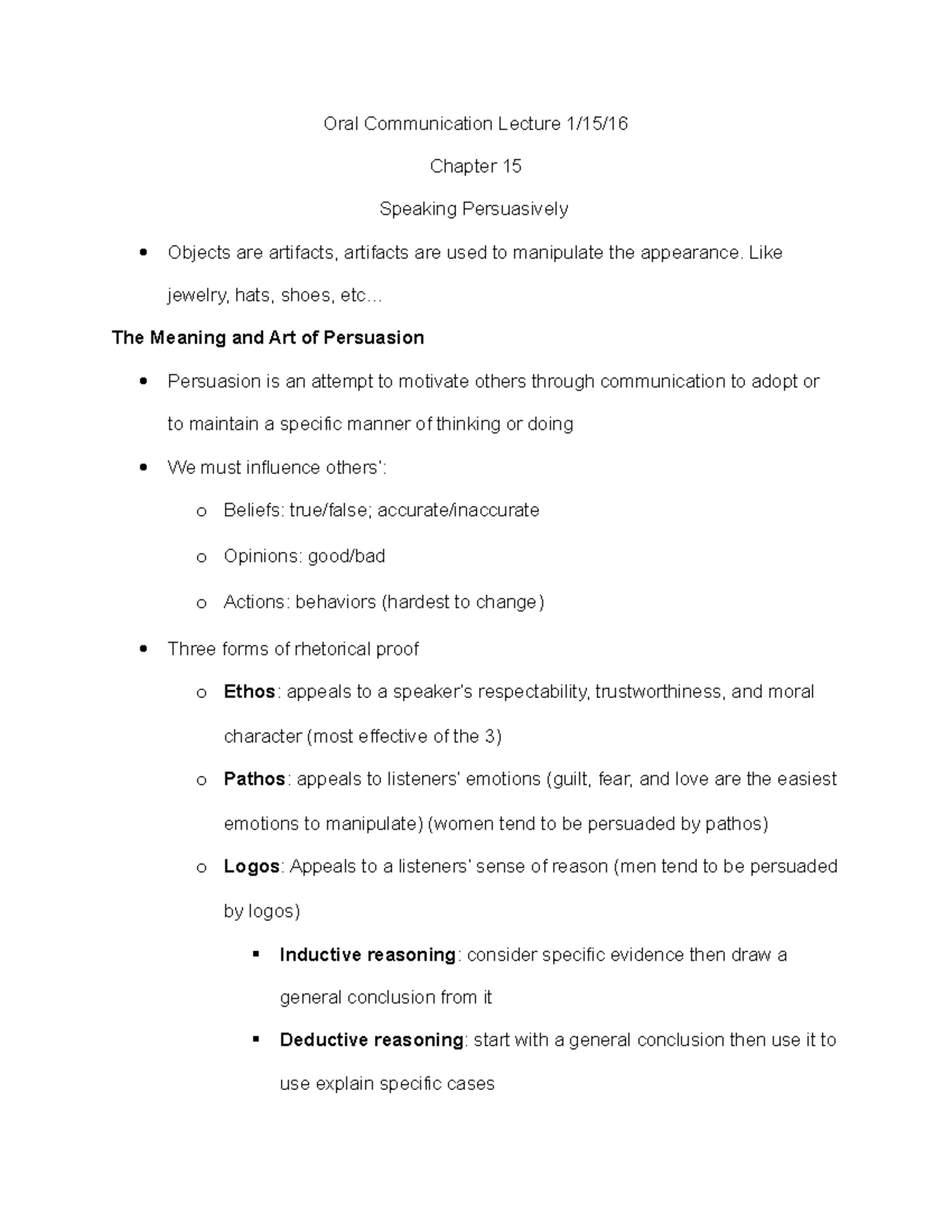 Ch 15 Lecture 11:02:16 - ch 15 prof rapp - Oral Communication Lecture 1 ...