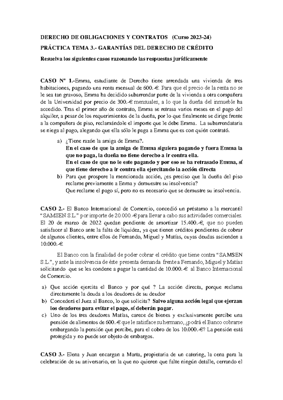Practica TEMA 3 2023 Alumnado - Derecho De Obligaciones Y Contratos ...