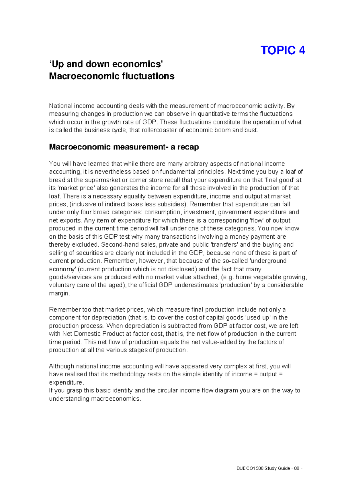 Topic 4a - Notes - TOPIC 4 ‘Up and down economics’ Macroeconomic ...