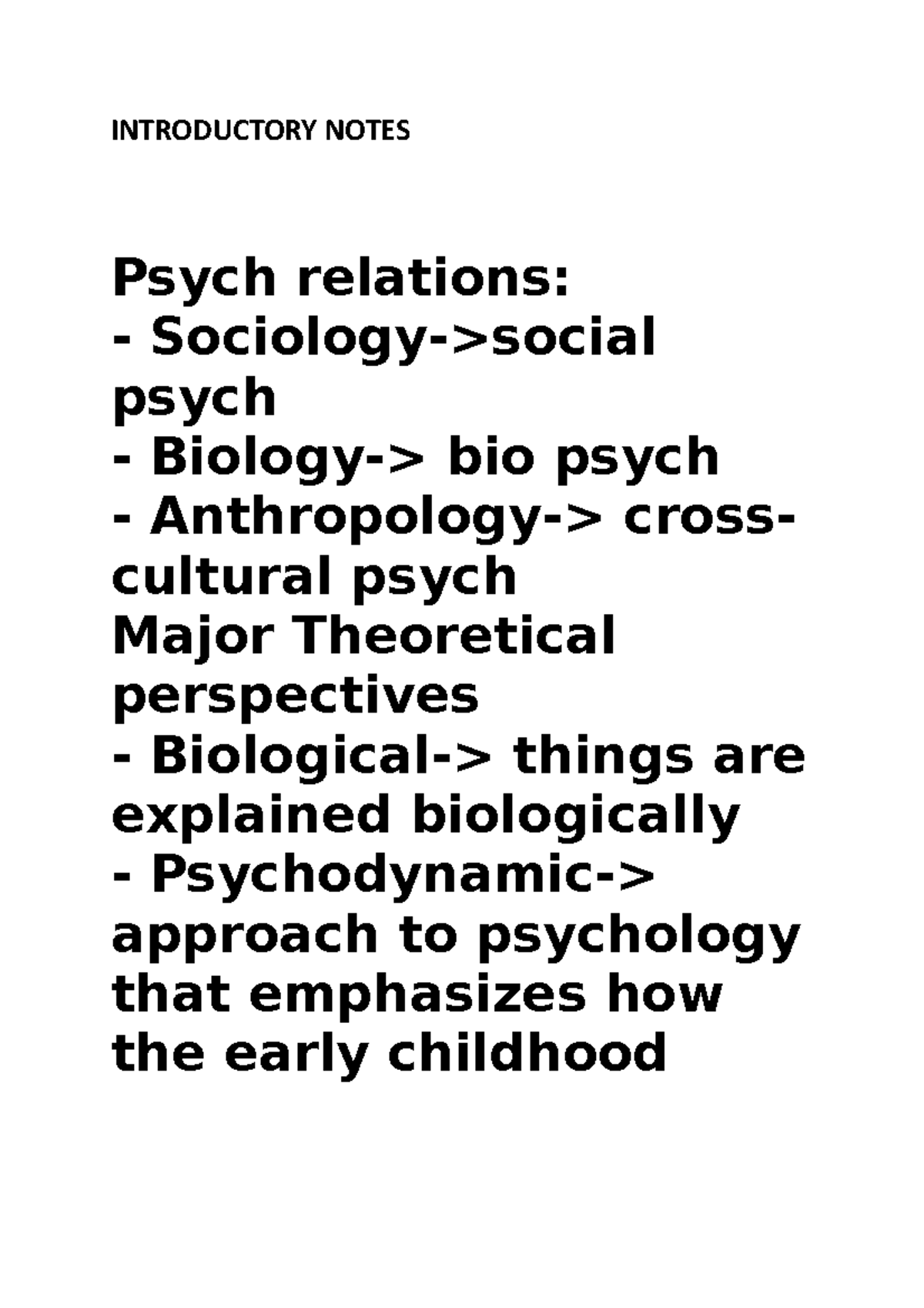 Psych 111 Test 1 Study Guide Merriwether VV11 - INTRODUCTORY NOTES ...