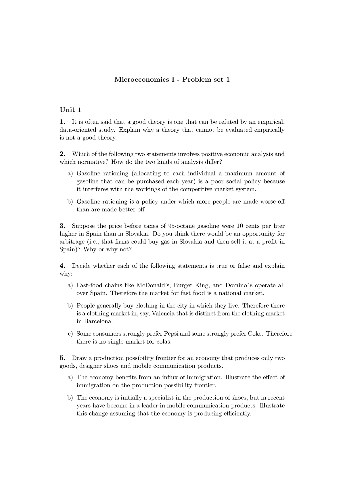 Problem Set 1 - Ejercicios T1 - Microeconomics I - Problem Set 1 Unit 1 ...