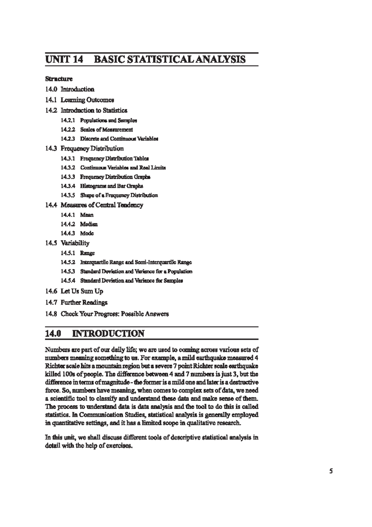 Unit 14 Discusses different tools of descriptive statistical analysis