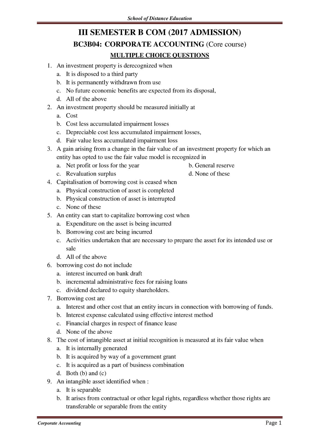 MCQ- III Sem BCom - Corporate Accounting - III SEMESTER B COM (2017 ...