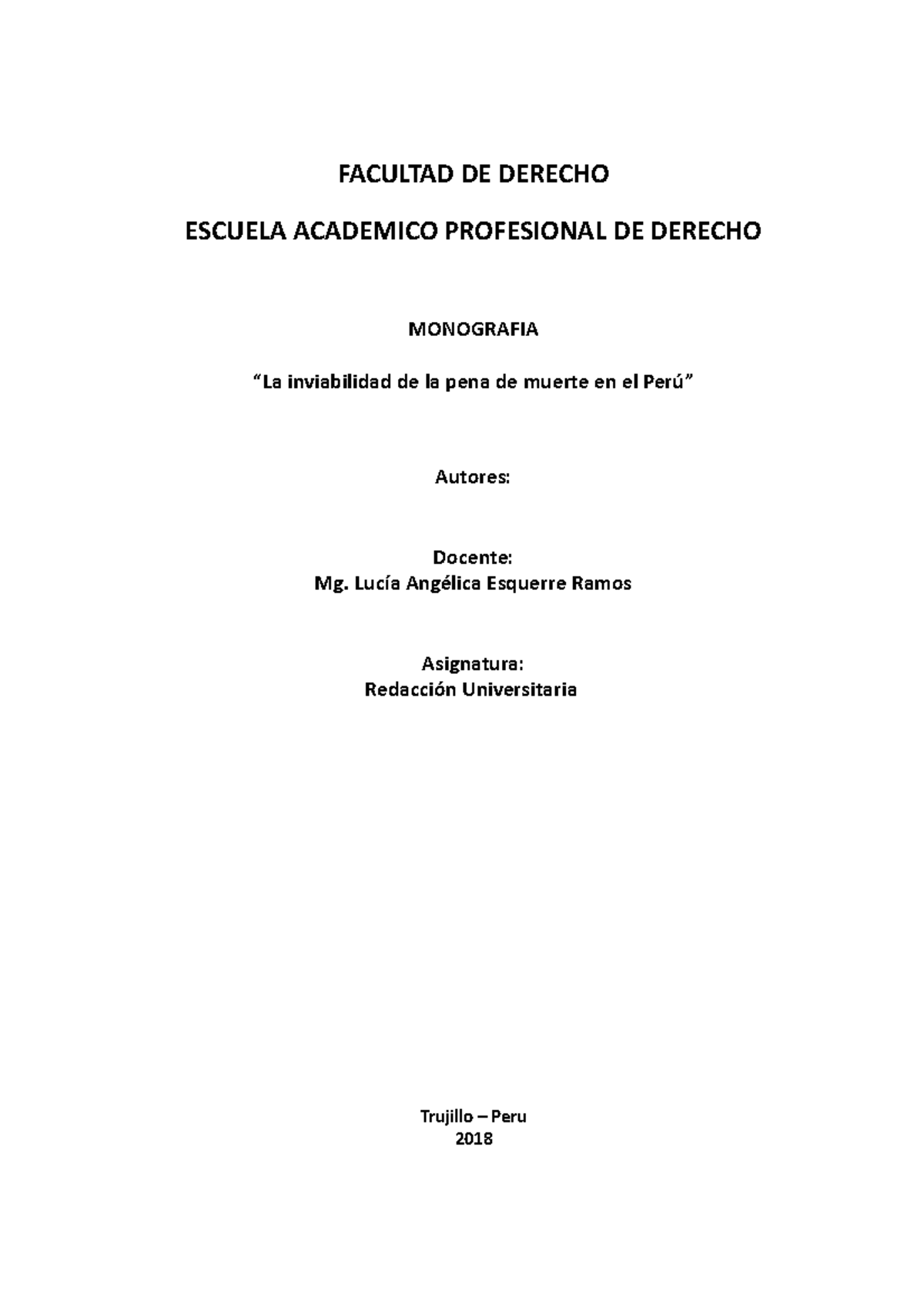 La Inviabilidad De La Pena De Muerte En El Peru Ok Copia Facultad La Inviabilidad De La Pena De Muerte En El Peru Ok Copia Facultad