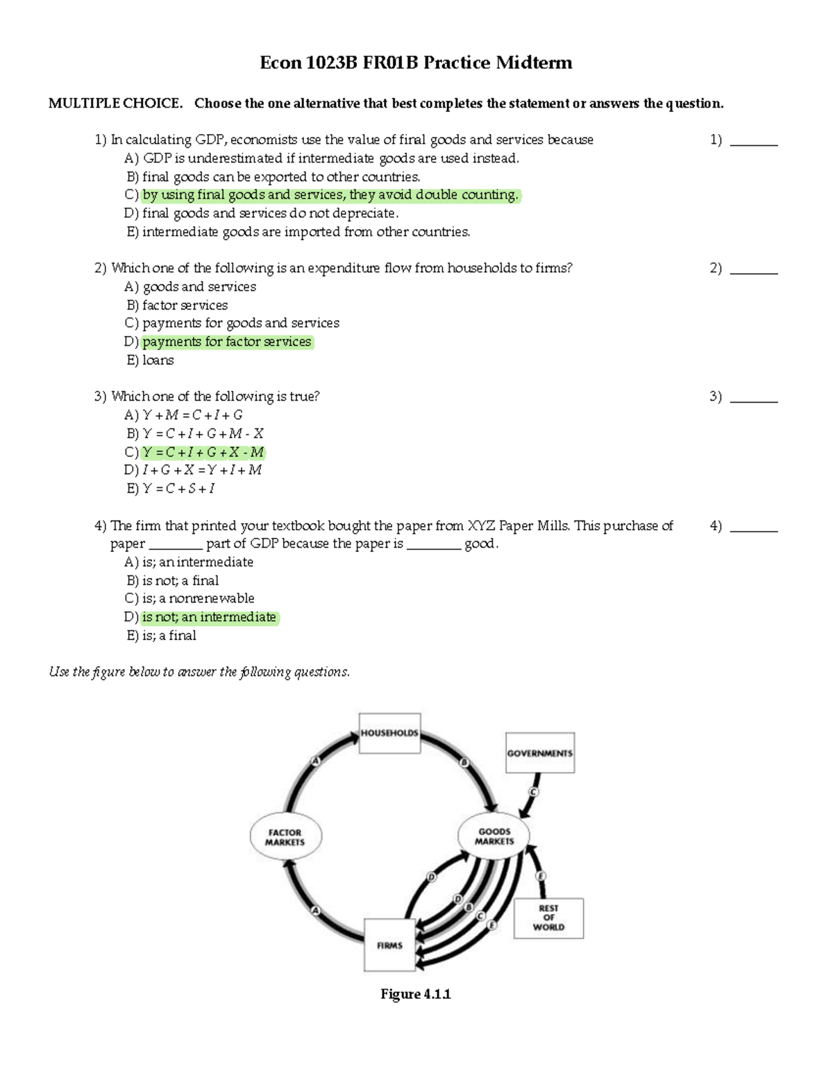 Practice Midterm Winter 2022 - Econ 1023B FR01B Practice Midterm ...