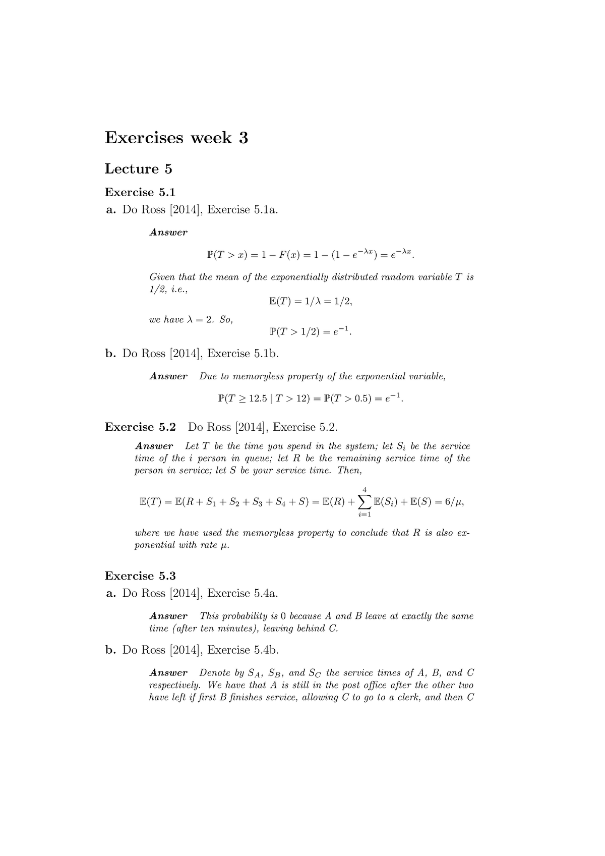 Tutorial 3 Answers Markov Processen Studeersnel