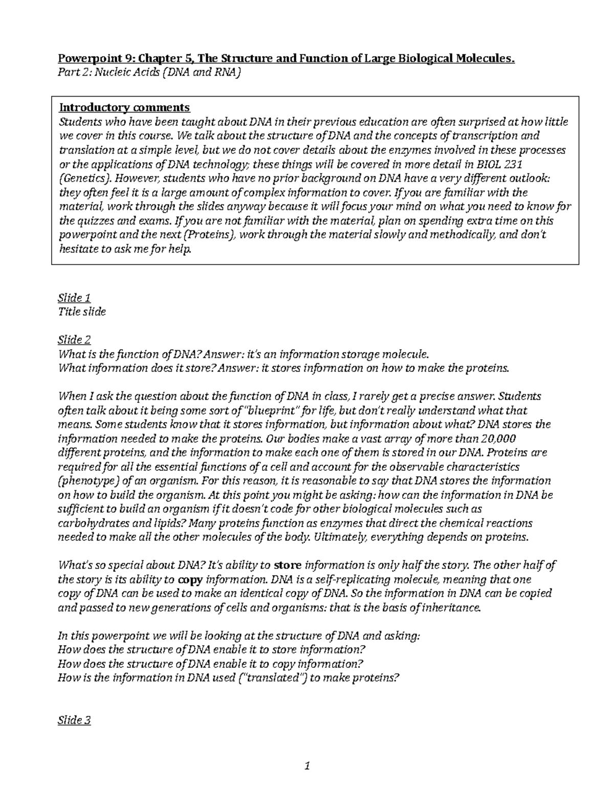 chapter 5 nucleic acids - Powerpoint 9: Chapter 5, The Structure and ...