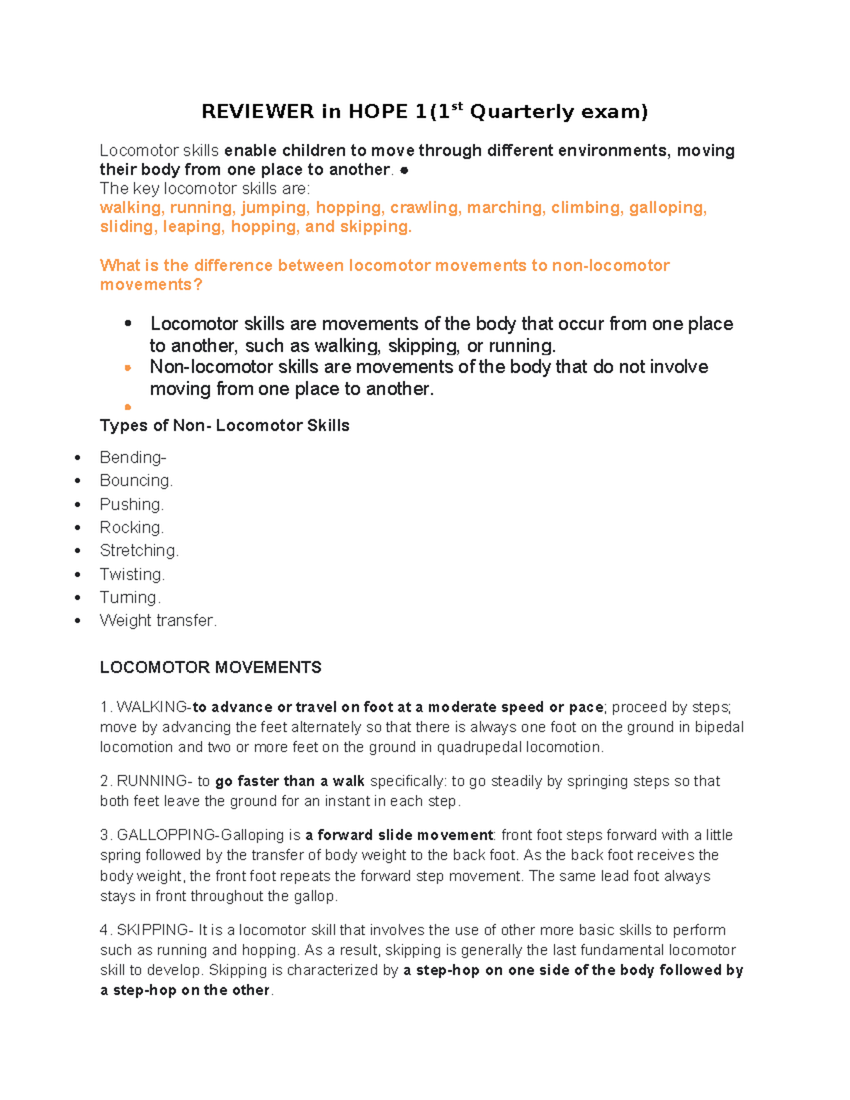 Reviewer in HOPE 3 - This is a note for your class that will help for ...