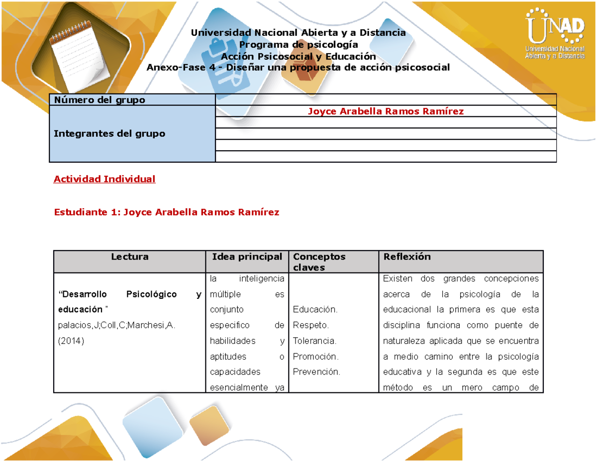 Anexo-Fase 4 - Diseñar Una Propuesta De Acción Psicosocial. - Programa ...