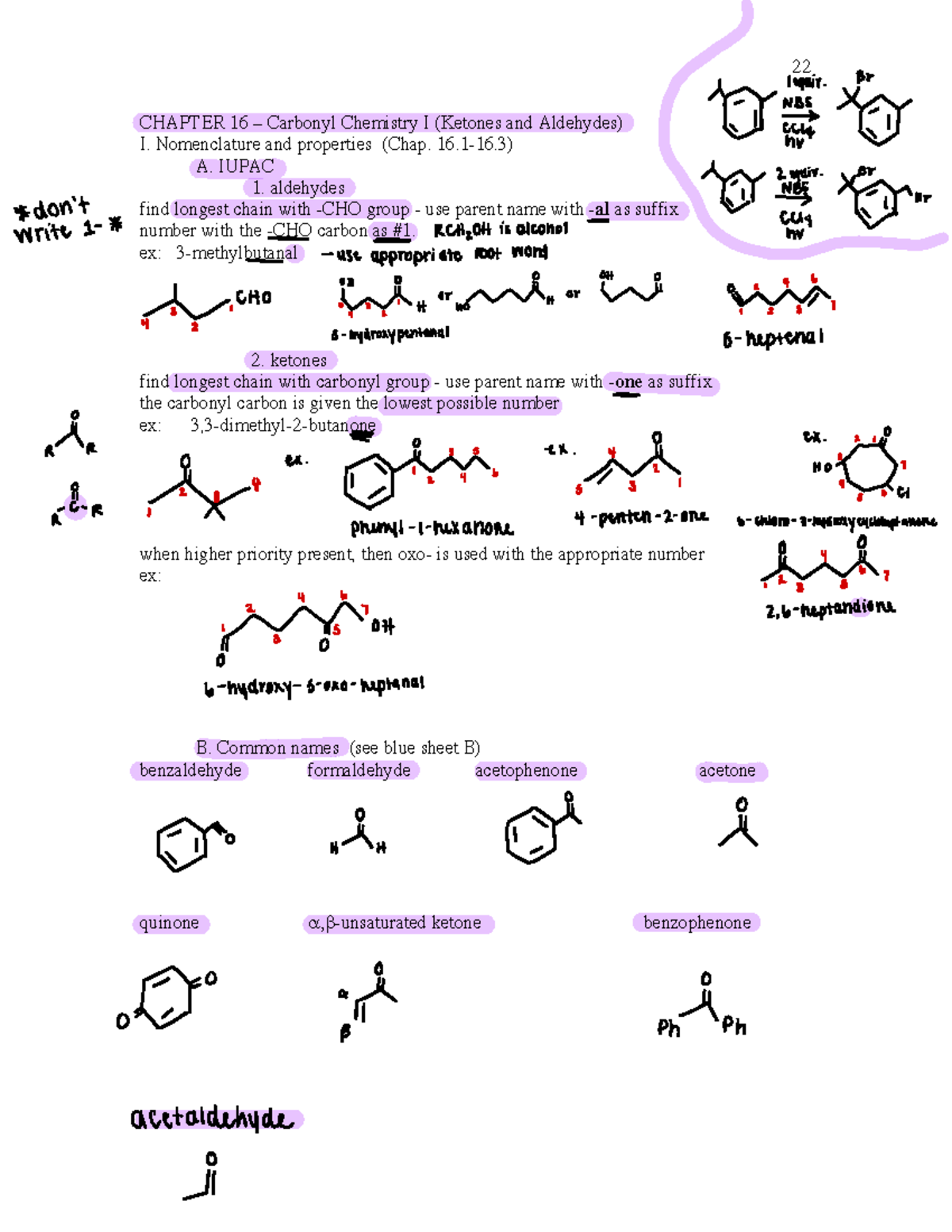 Carbonyl I - CHAPTER 16 – Carbonyl Chemistry I (Ketones and Aldehydes ...