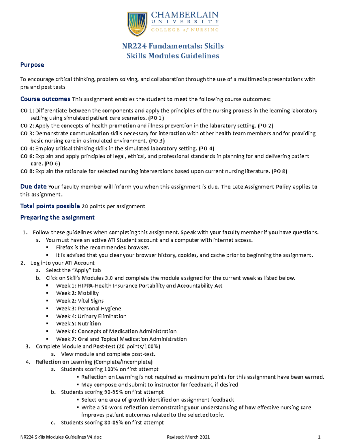 NR224 Skills Modules Guidelines V4 1-6-21 - Skills Modules Guidelines ...