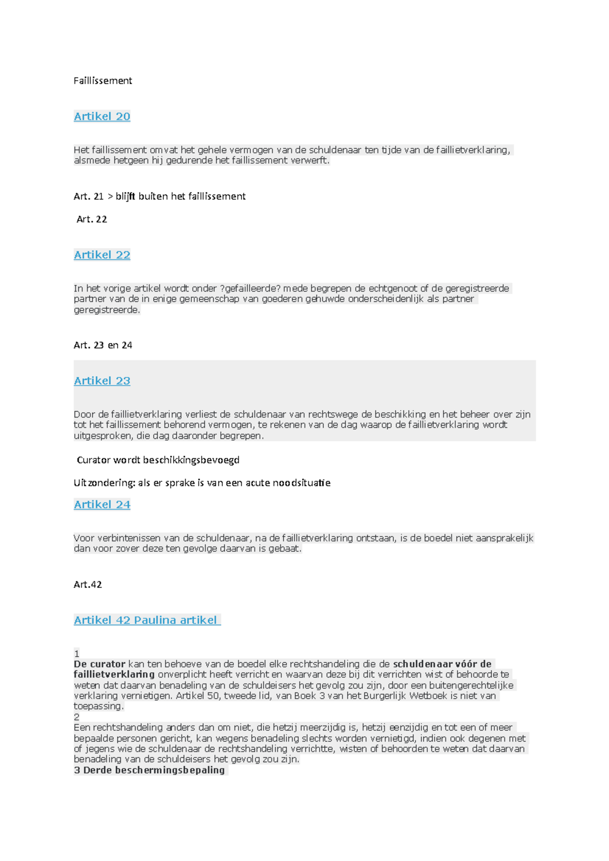 Faillissement - Aantekening Faillisement - Faillissement Artikel 20 Het ...