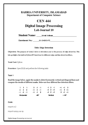 Lab 11 Manual DIP 11122023 021801 pm - Digital Image Processing Lab 11 ...