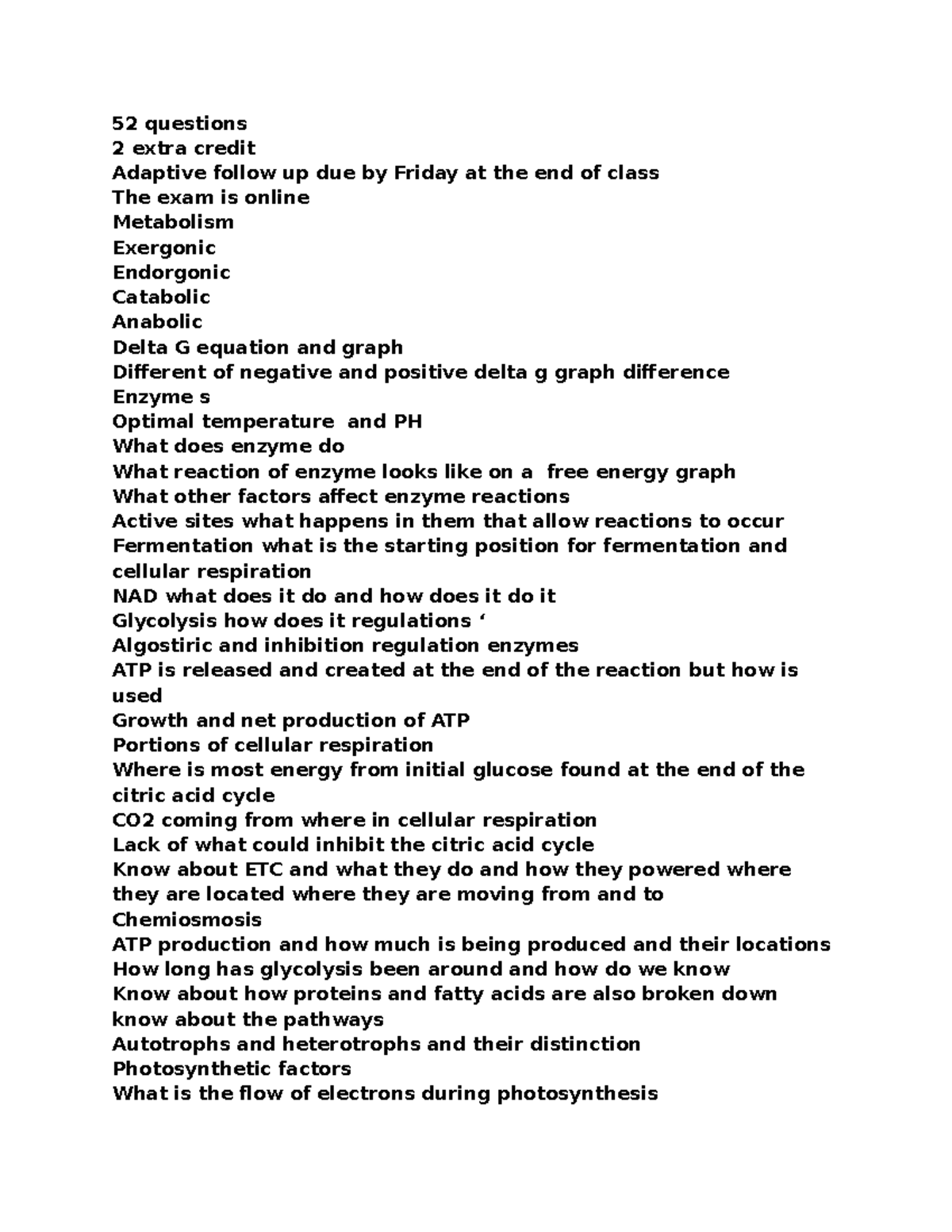 Unit 3 Exam Overview - AP Biology and Biology 110 Photosynthesis ...