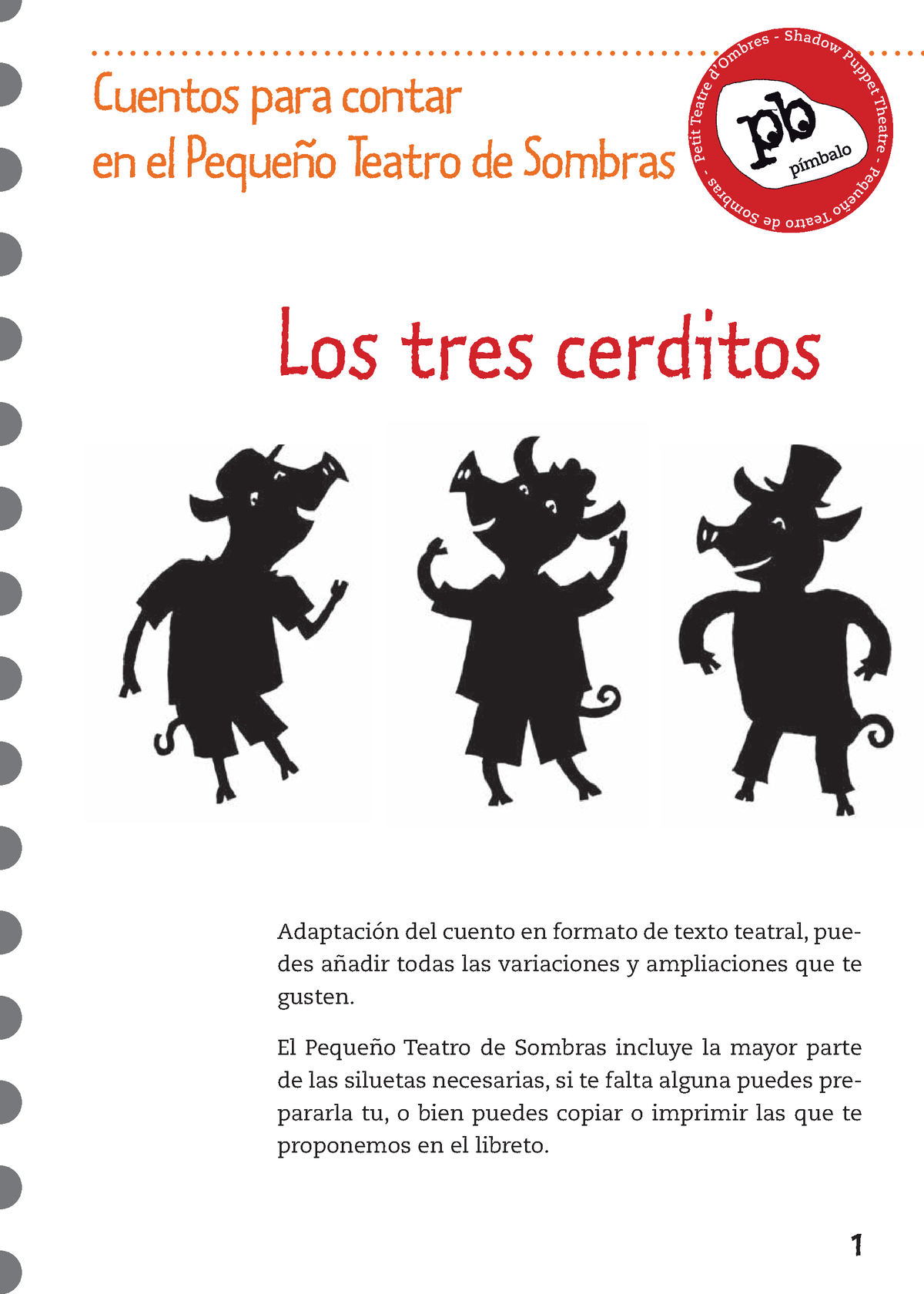 Guion-Tres-Cerditos - Trabajo de tutoría - Cuentos para contar en el Pequeño  Teatro de Sombras Los - Studocu